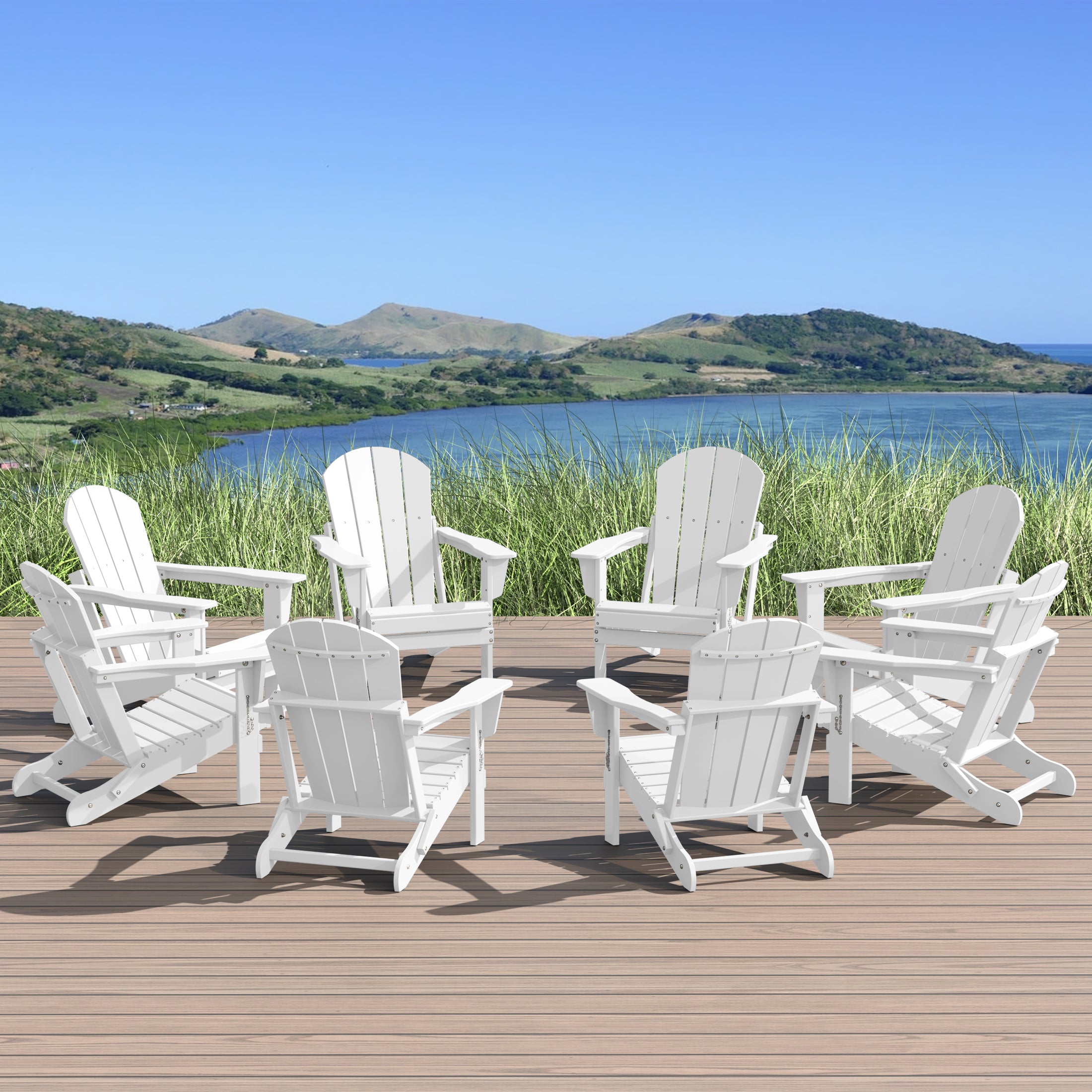 Paradise Outdoor Folding Poly Adirondack Chair (Set of 8)