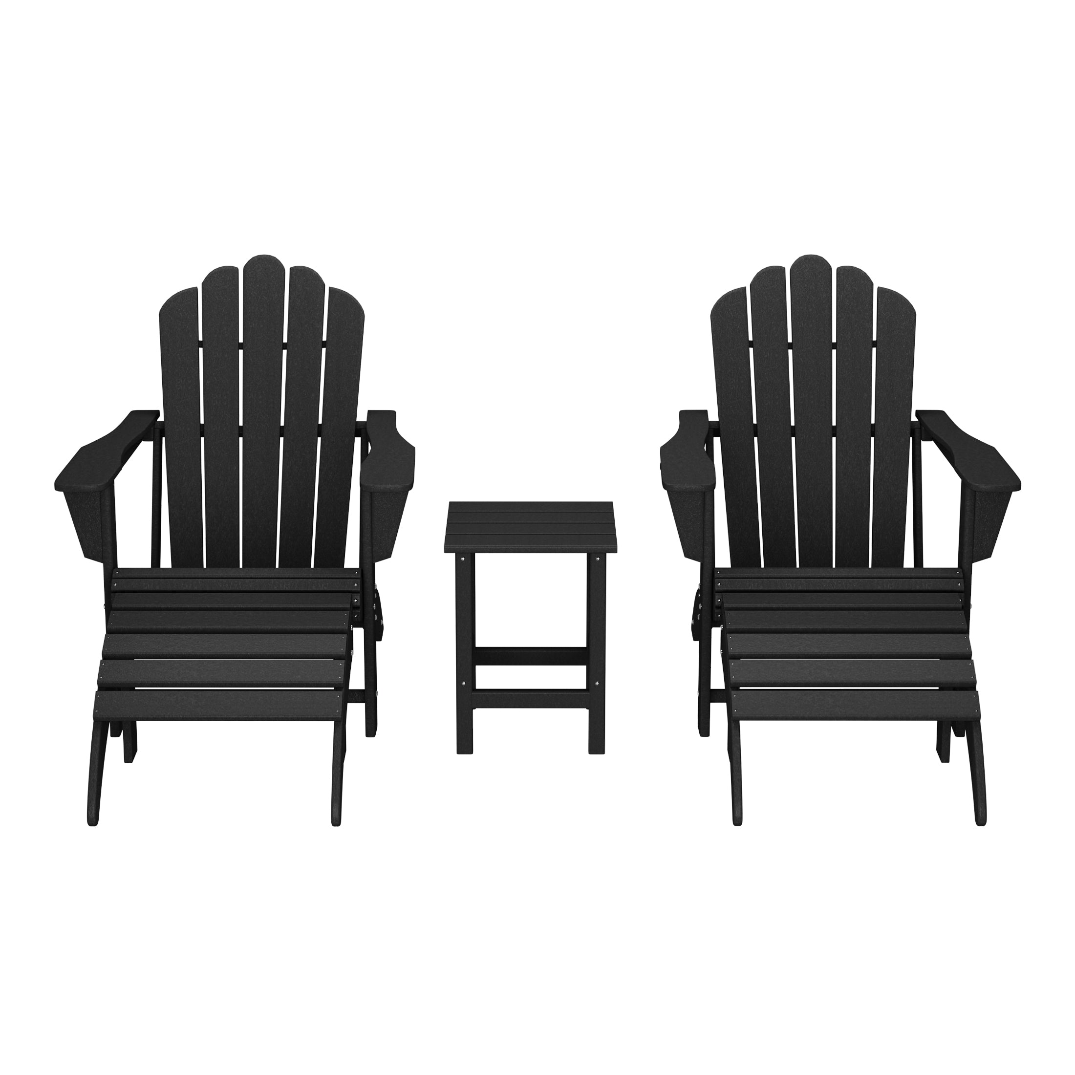 Lakeview 5-Piece Adirondack Chair with Folding Ottoman and Table Set