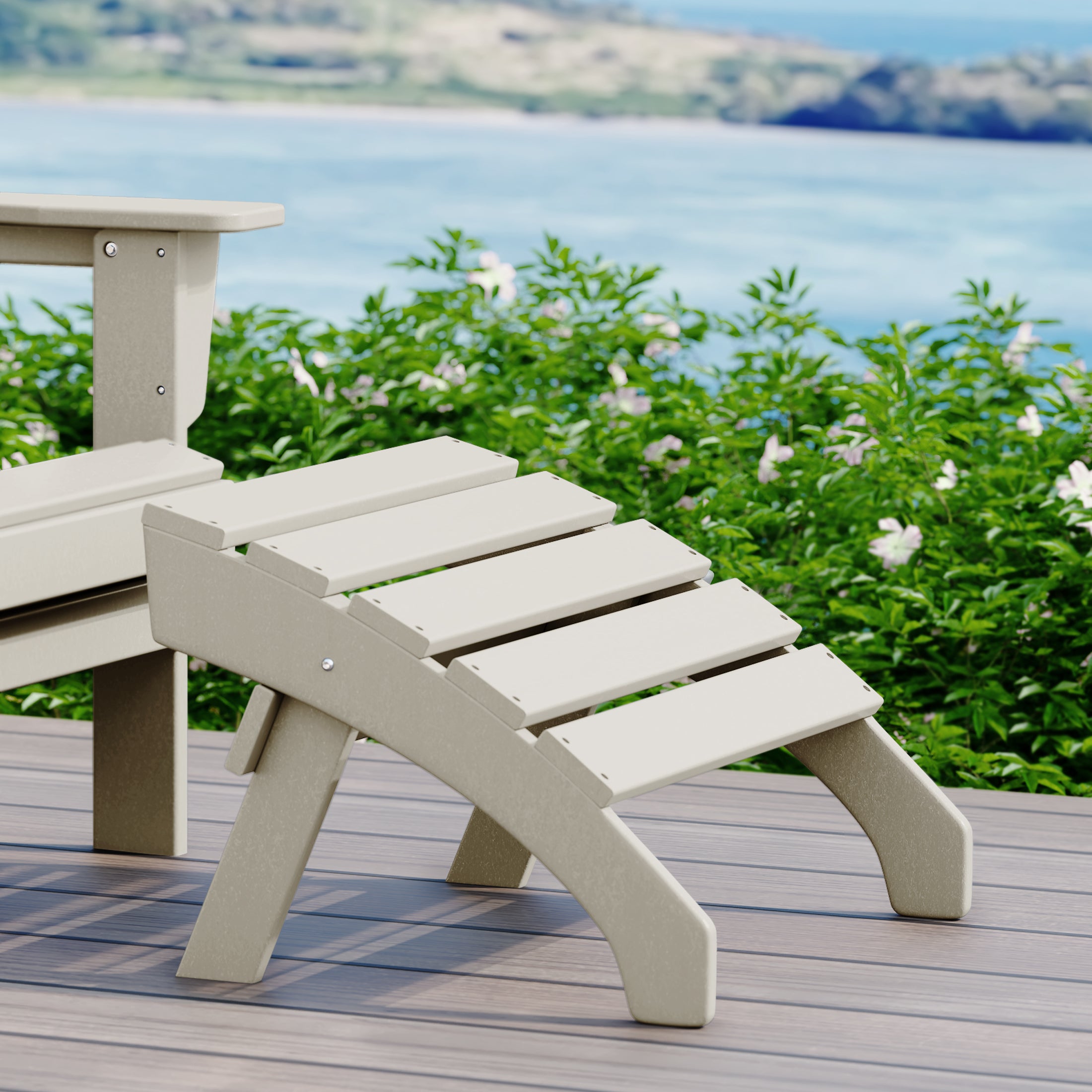 Portside Outdoor Patio HDPE Adirondack Ottoman Footrest