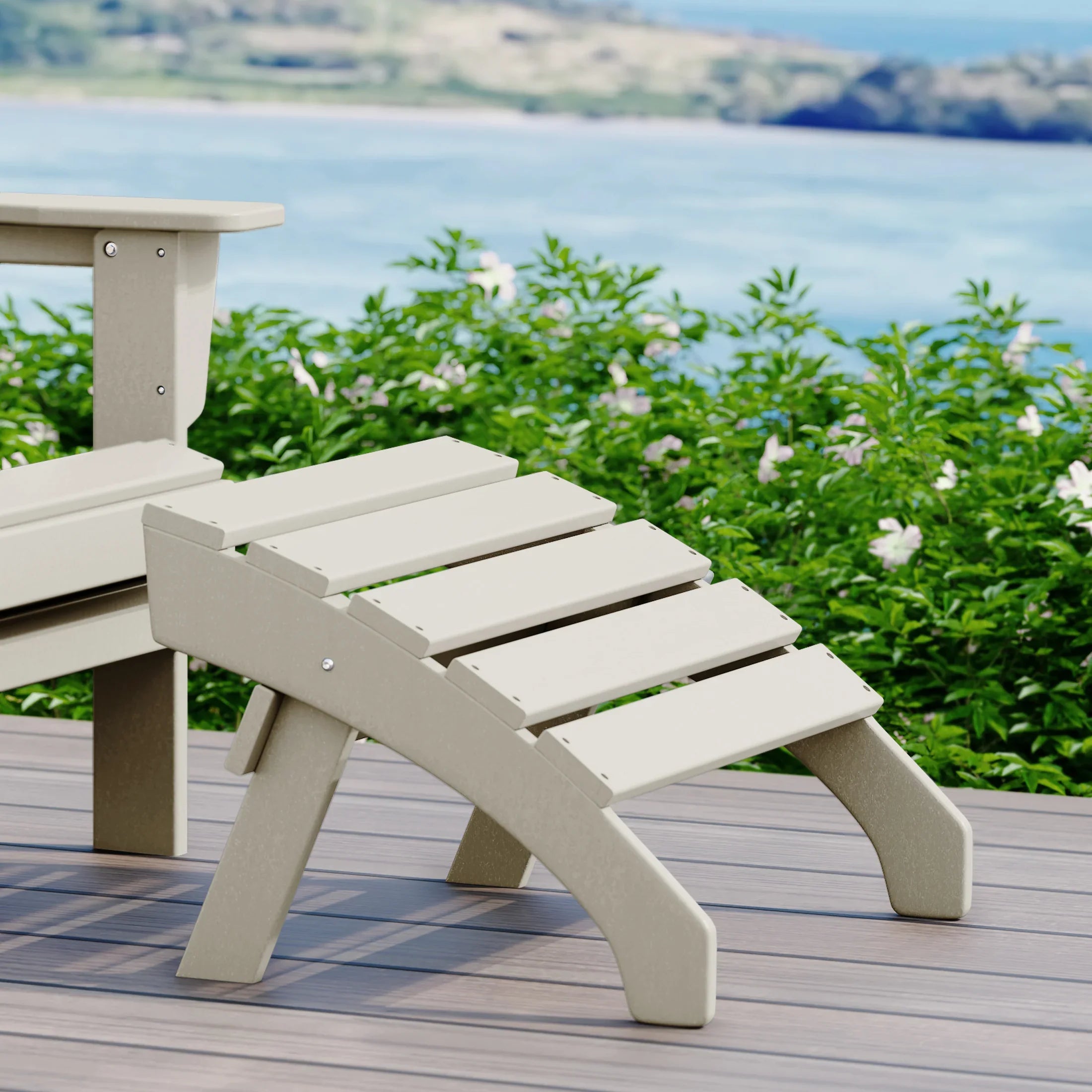 Portside Outdoor Patio HDPE Adirondack Ottoman Footrest