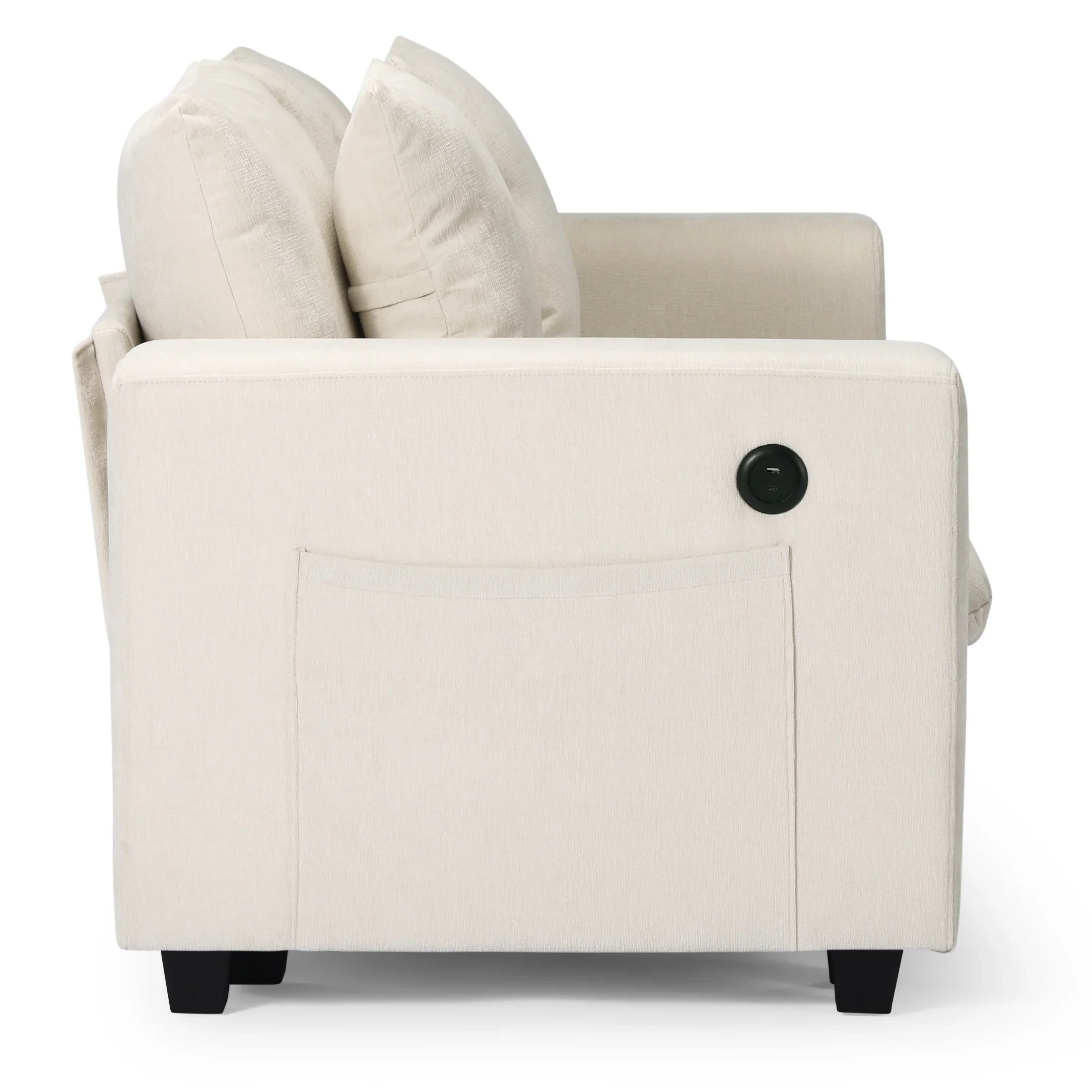 Springfield 128" Chenille Modular U-Shaped Sectional Couch and Chaise With USB/Type-C Ports and Side Pockets