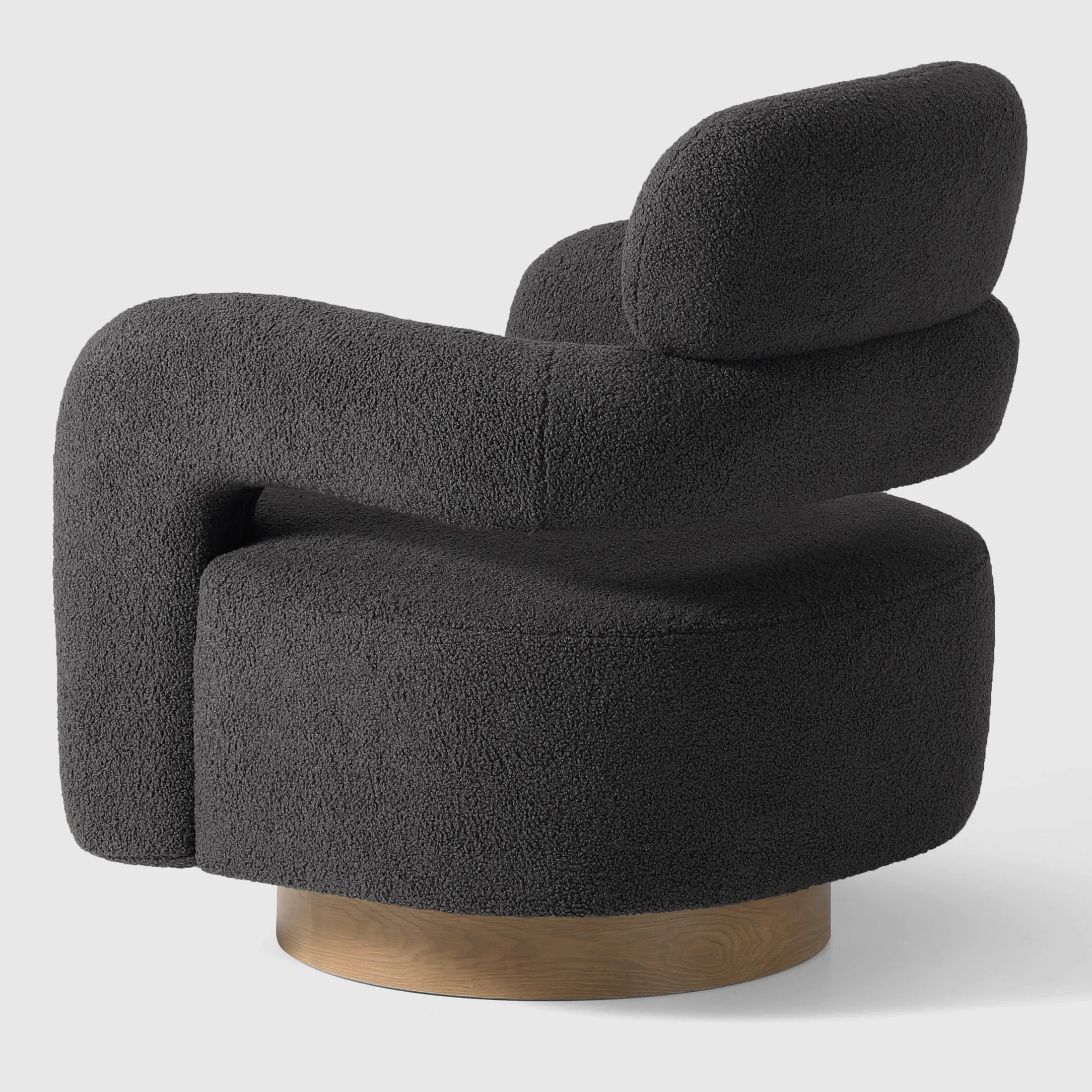 Celine Mid-Century Modern Sherpa Swivel Barrel Accent Chair