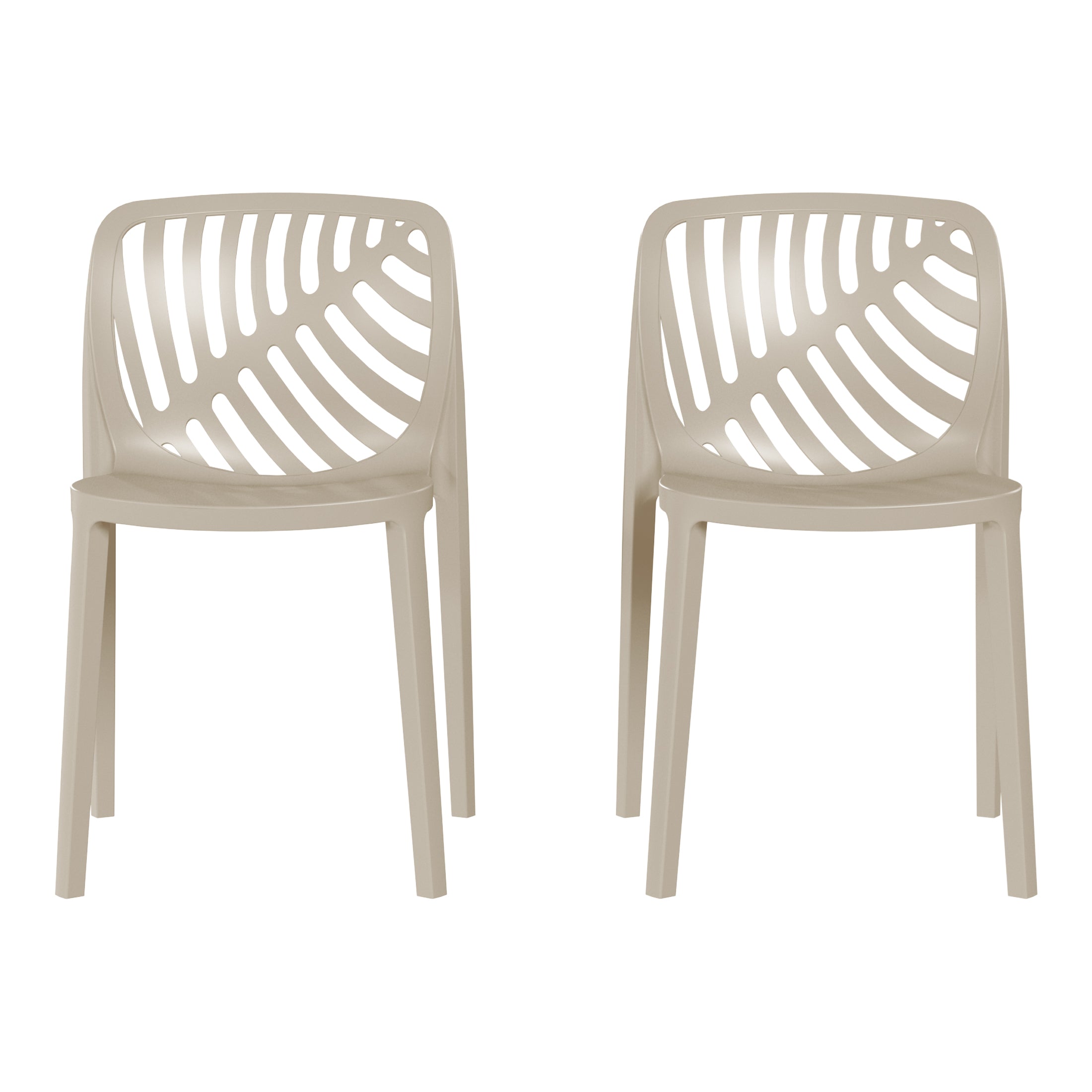 Sunshine Outdoor Modern Stackable Polypropylene Plastic Patio Bistro Dining Side Chairs (Set of 2)