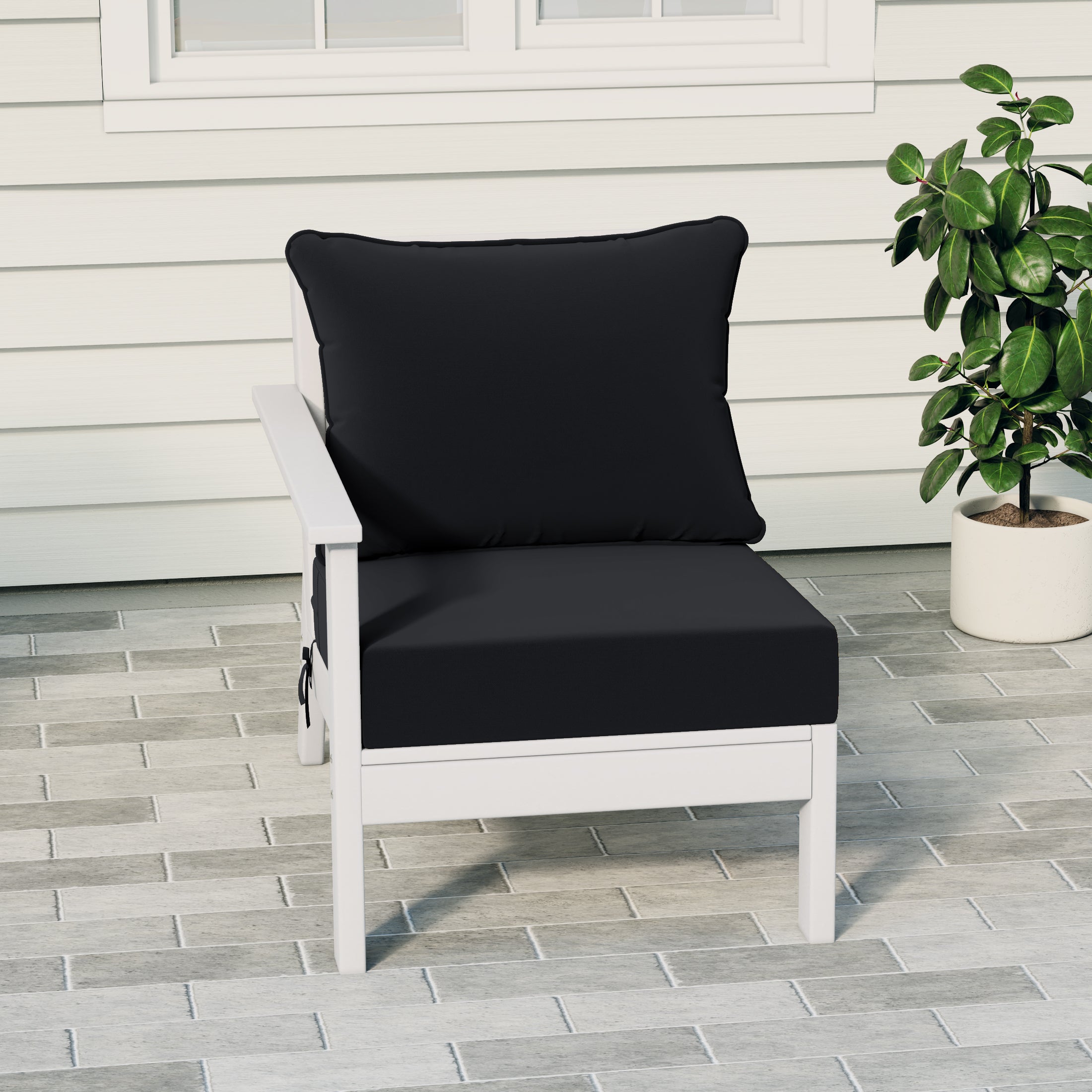 Portsmouth Outdoor Patio HDPE Left Arm Sectional Corner Club Chair with Patio Cushions