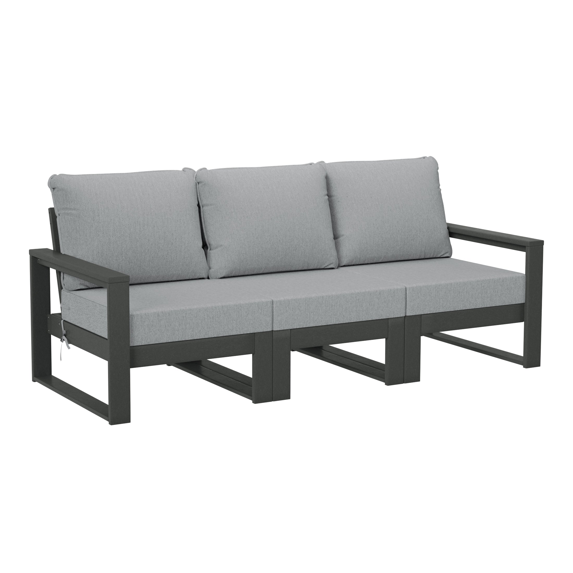 Rockaway Outdoor HDPE All-Weather Modern Deep Seating Patio Sofa with Waterproof Cushions
