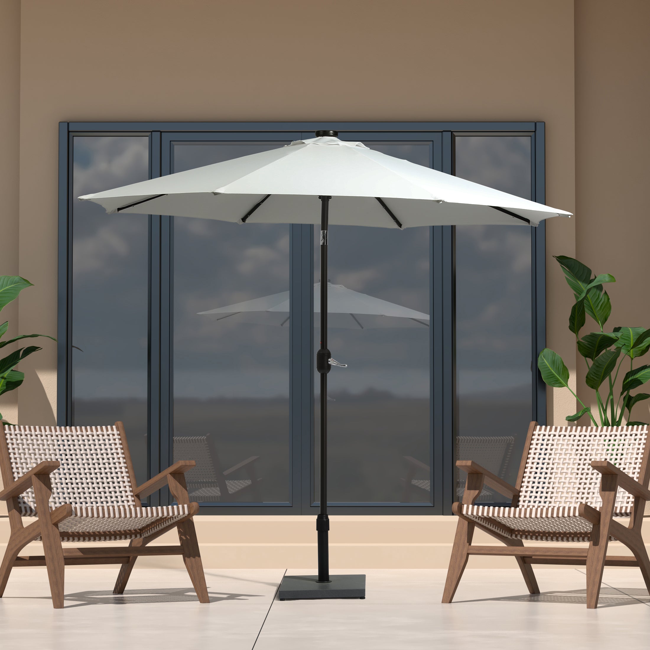 Westlake 9 ft. Patio Solar Power LED lights Market Umbrella