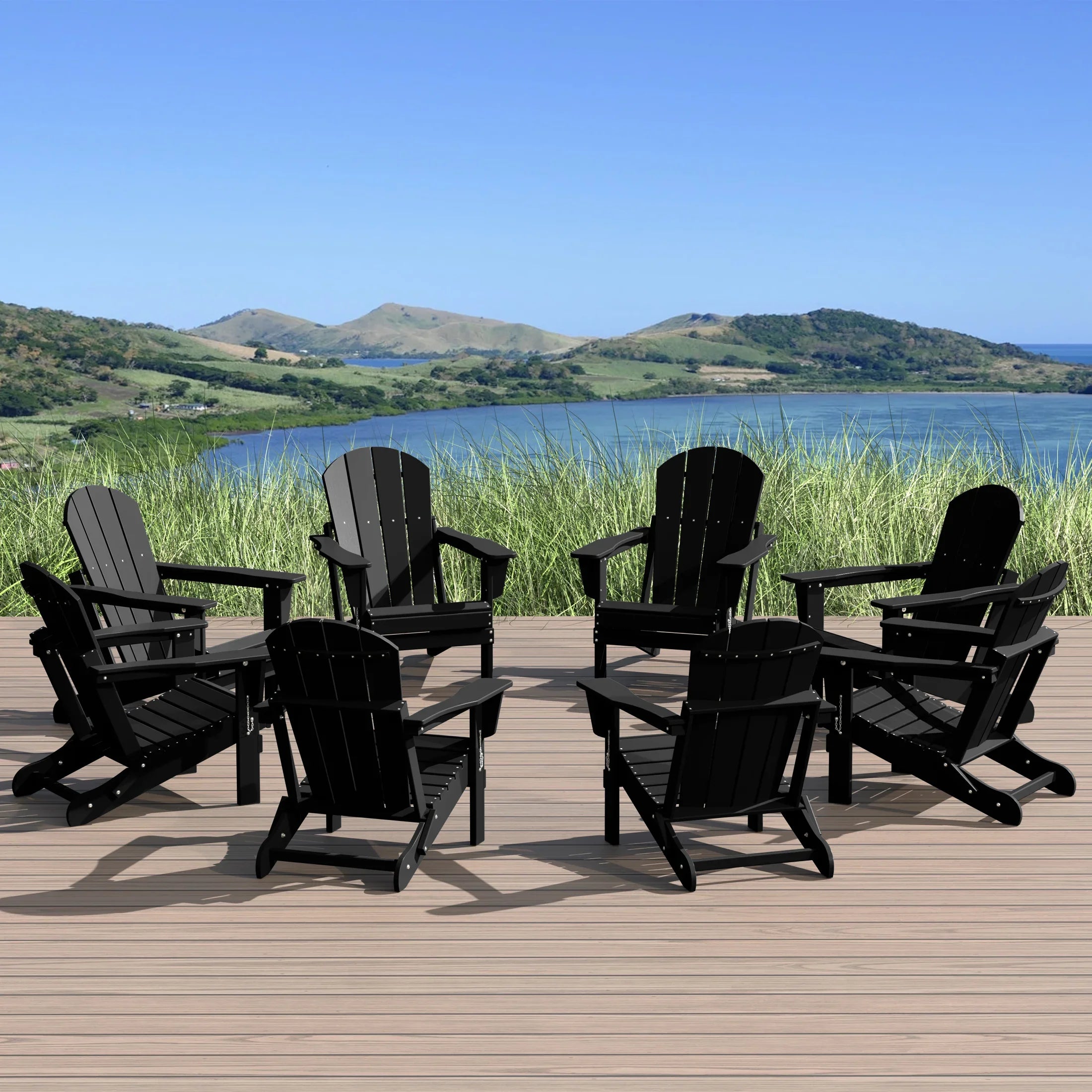 PARADISE Plastic Outdoor Folding Adirondack Lawn Patio Chair (Set