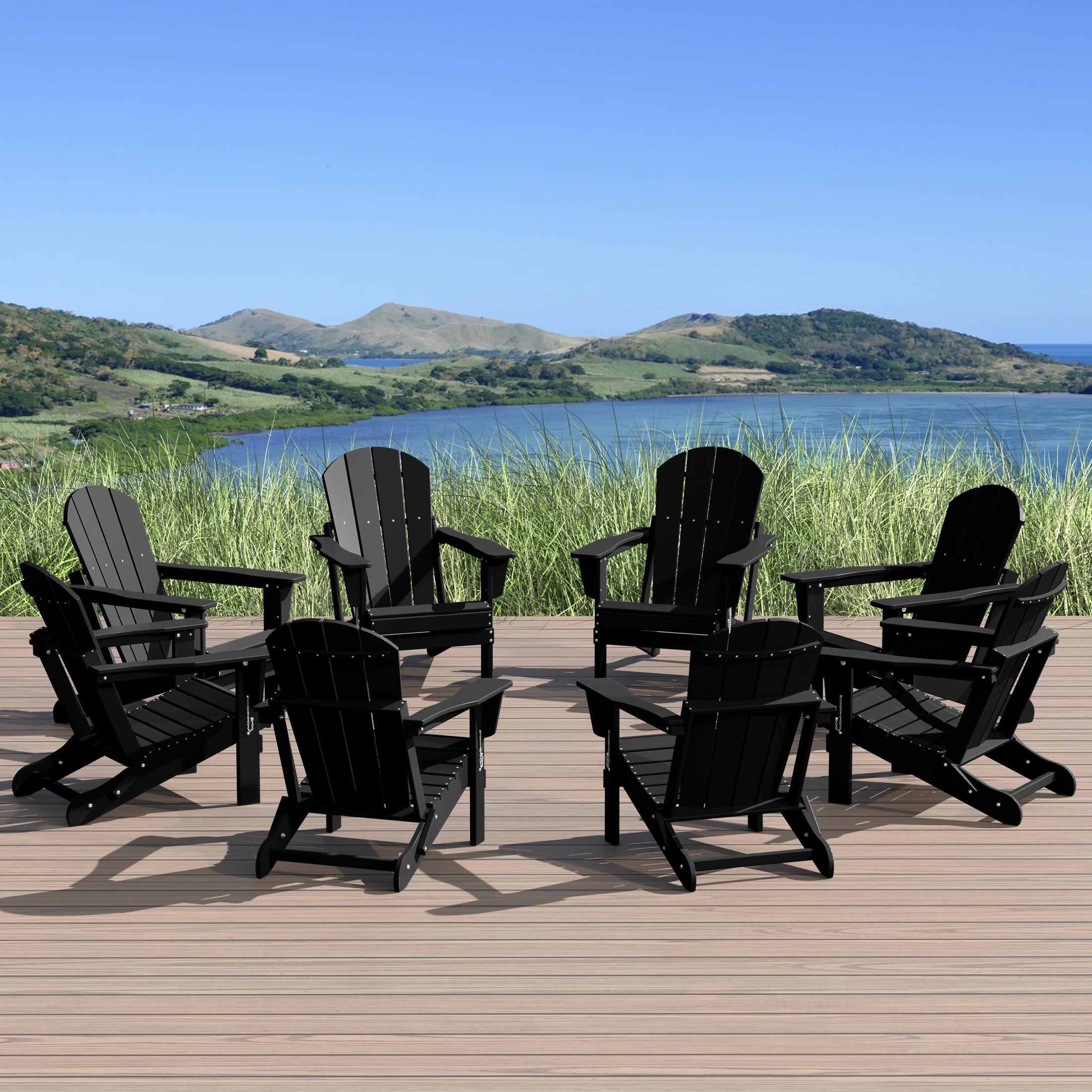 Paradise Outdoor Folding Poly Adirondack Chair (Set of 8)