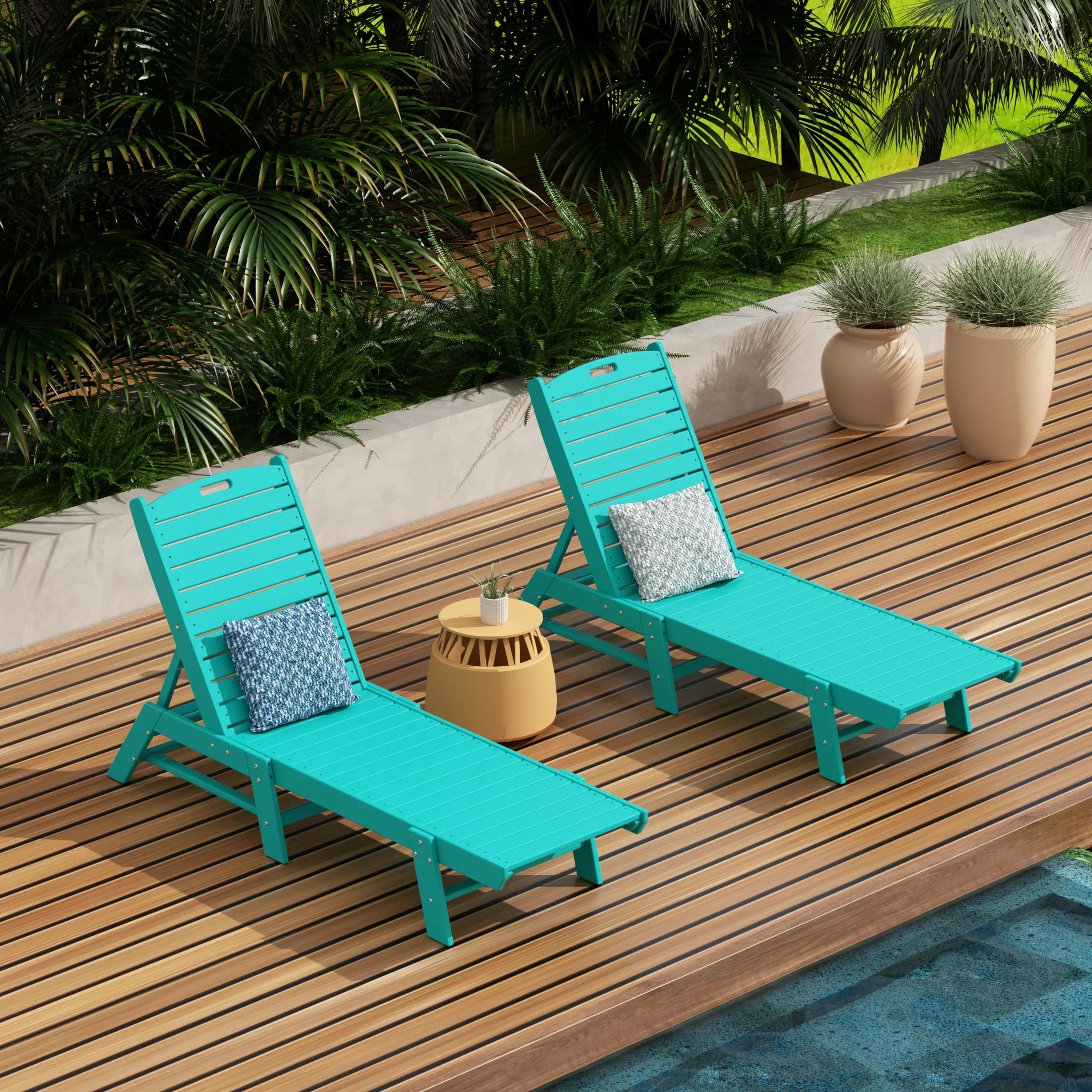 Paradise Poly Reclining Outdoor Patio Chaise Lounge Chair Adjustable (Set of 2)