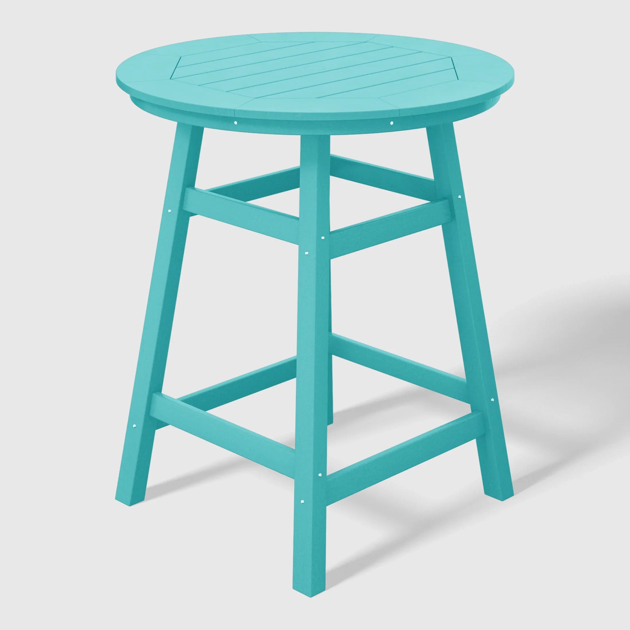 Paradise 5-Piece HDPE Outdoor Patio Dining Bar Bistro Table Set with Counter High Round Bar Stools