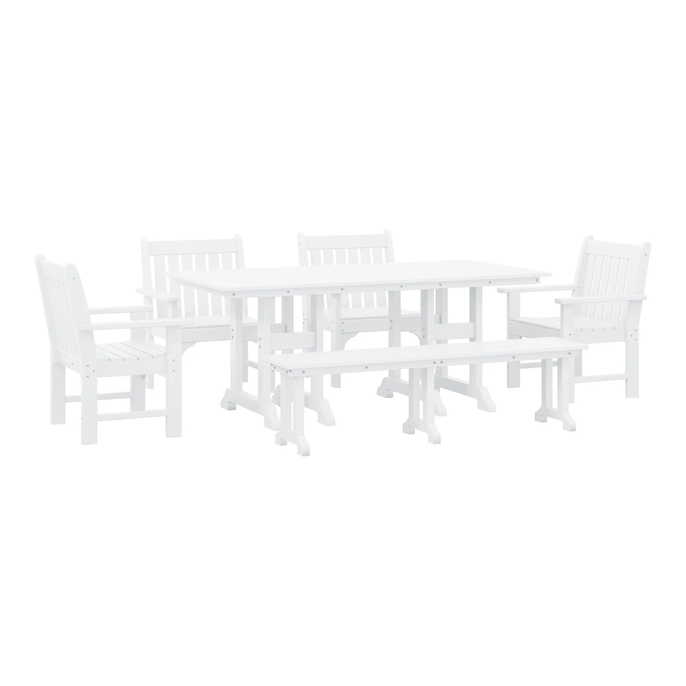 Paradise 6-Piece HDPE Outdoor Rectangle Dining Patio Table and Chairs Set