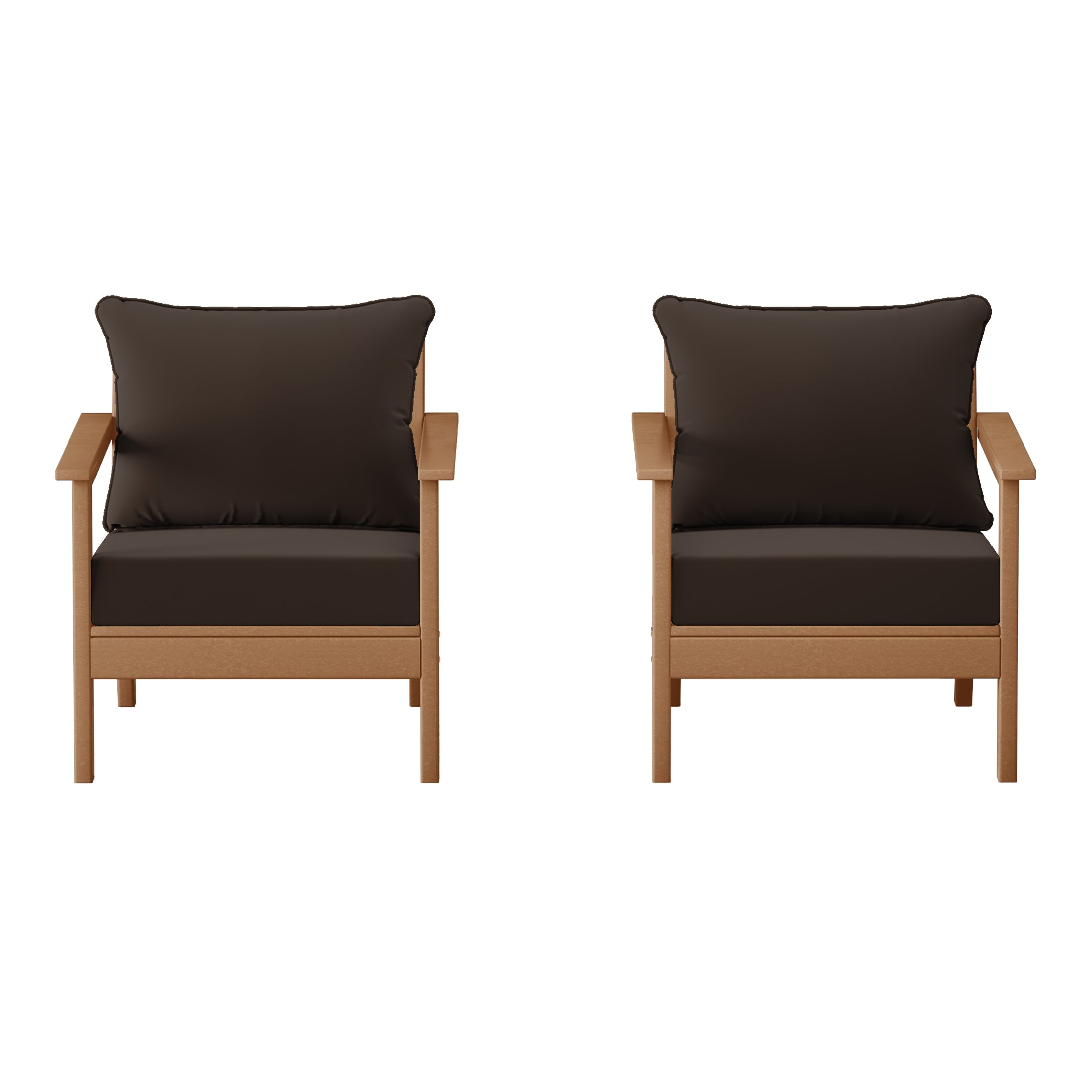 Portsmouth Outdoor Modern HDPE Patio Club Chairs with Deep Seat Cushions (Set of 2)