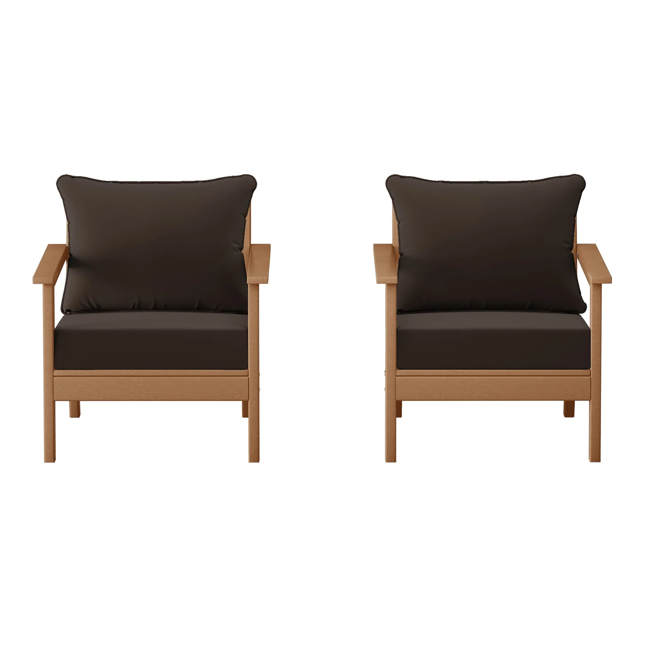 Portsmouth Outdoor Modern HDPE Patio Club Chairs with Deep Seat Cushions (Set of 2)