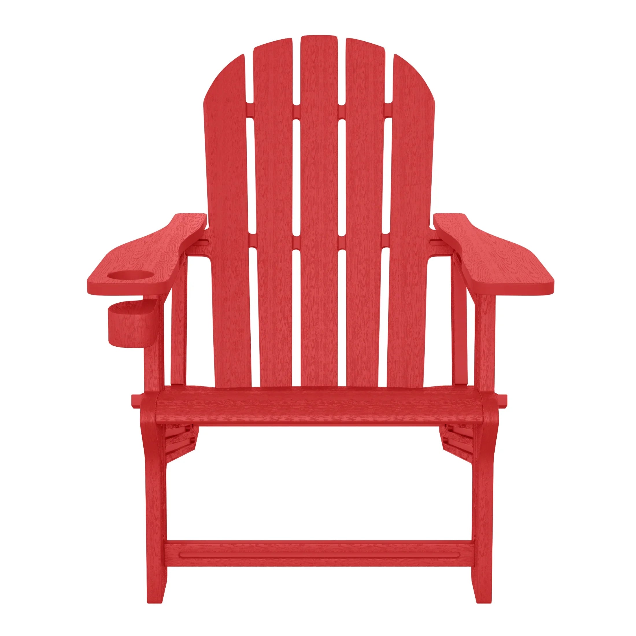 Cayman Tool-Free Assembly Outdoor Patio HDPE Plastic Adirondack Chair with Cup Holder