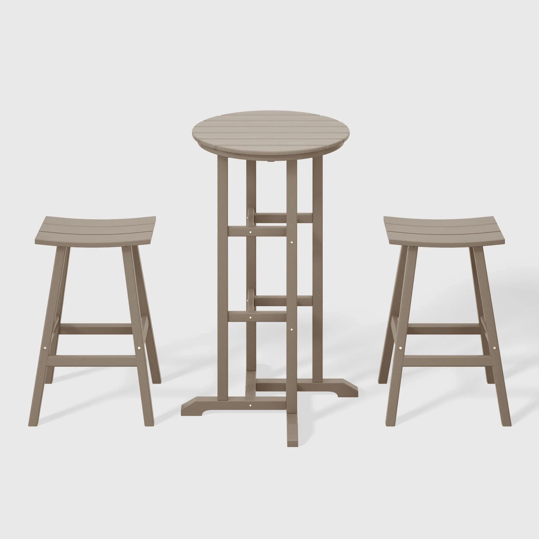 Paradise Outdoor Patio Bar Height Table and Bar Stool 3-Piece Dining Set