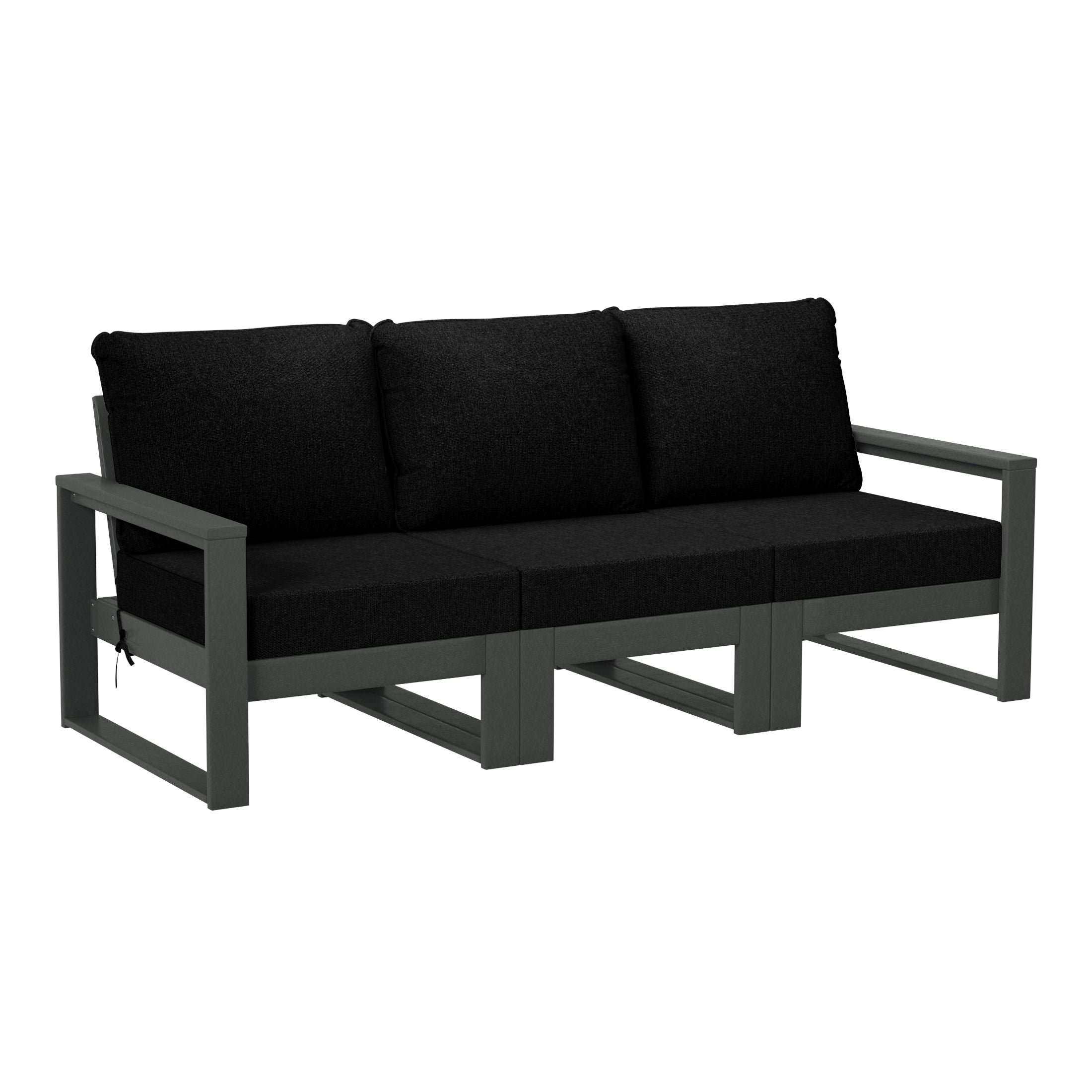 Rockaway Outdoor HDPE All-Weather Modern Deep Seating Patio Sofa with Waterproof Cushions