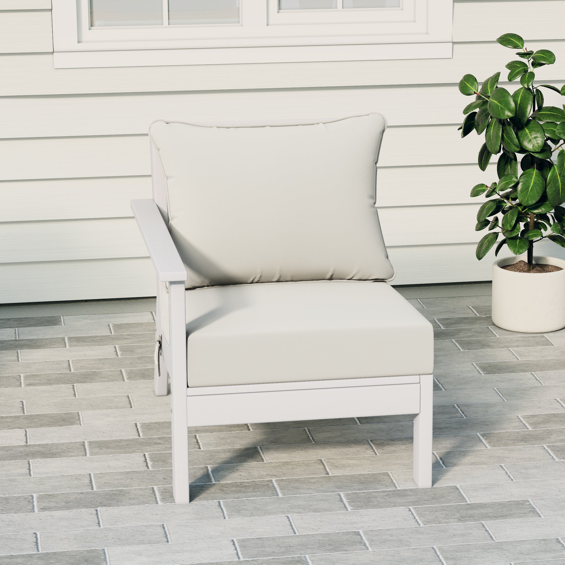 Portsmouth Outdoor Patio HDPE Left Arm Sectional Corner Club Chair with Patio Cushions