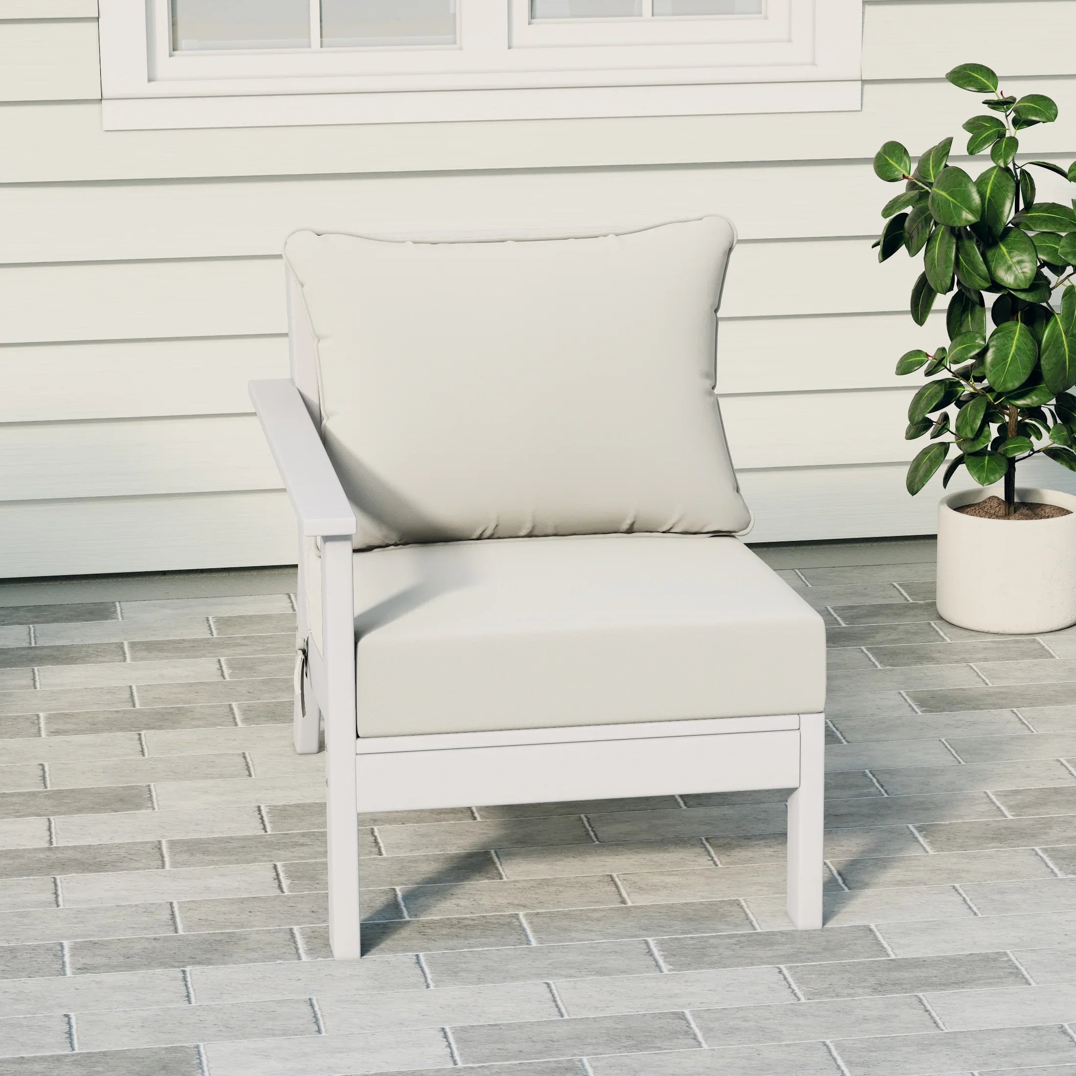 Portsmouth Outdoor Patio HDPE Left Arm Sectional Corner Club Chair with Patio Cushions