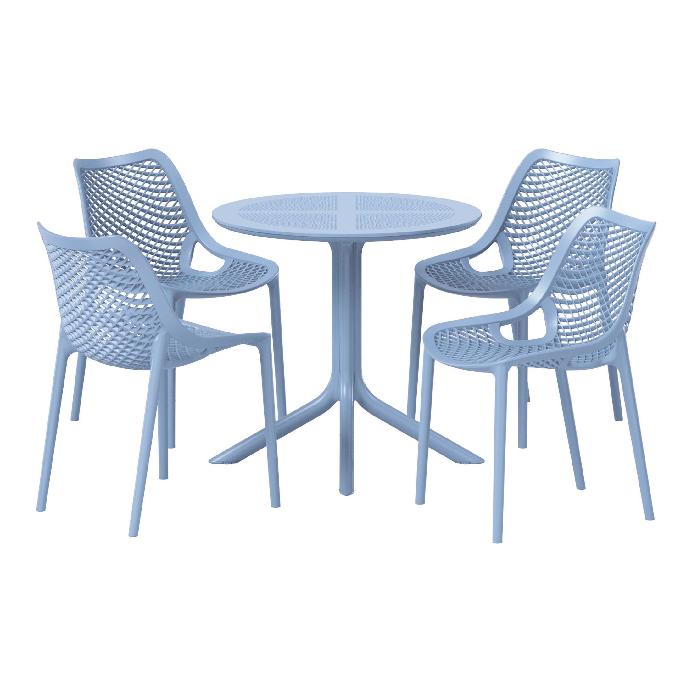 Sunshine 5-Piece Modern Round Patio Dining Table Set with Stackable Patio Dining Chairs