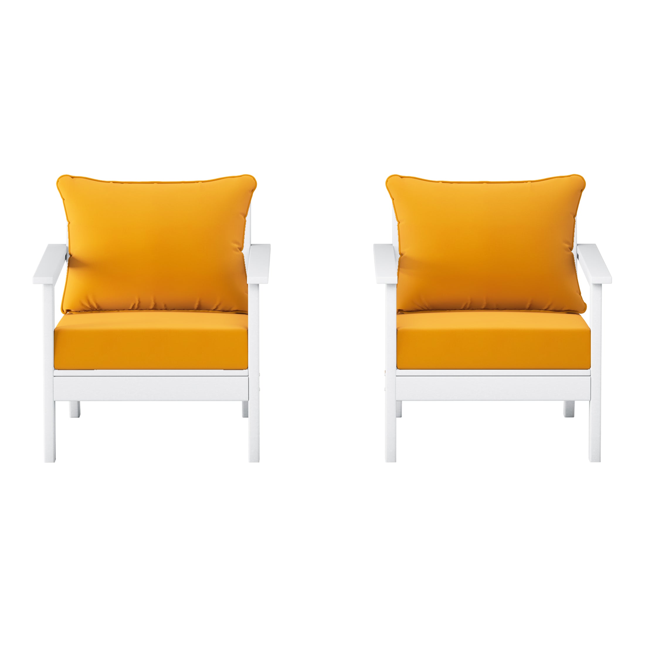 Portsmouth Outdoor Modern HDPE Patio Club Chairs with Deep Seat Cushions (Set of 2)