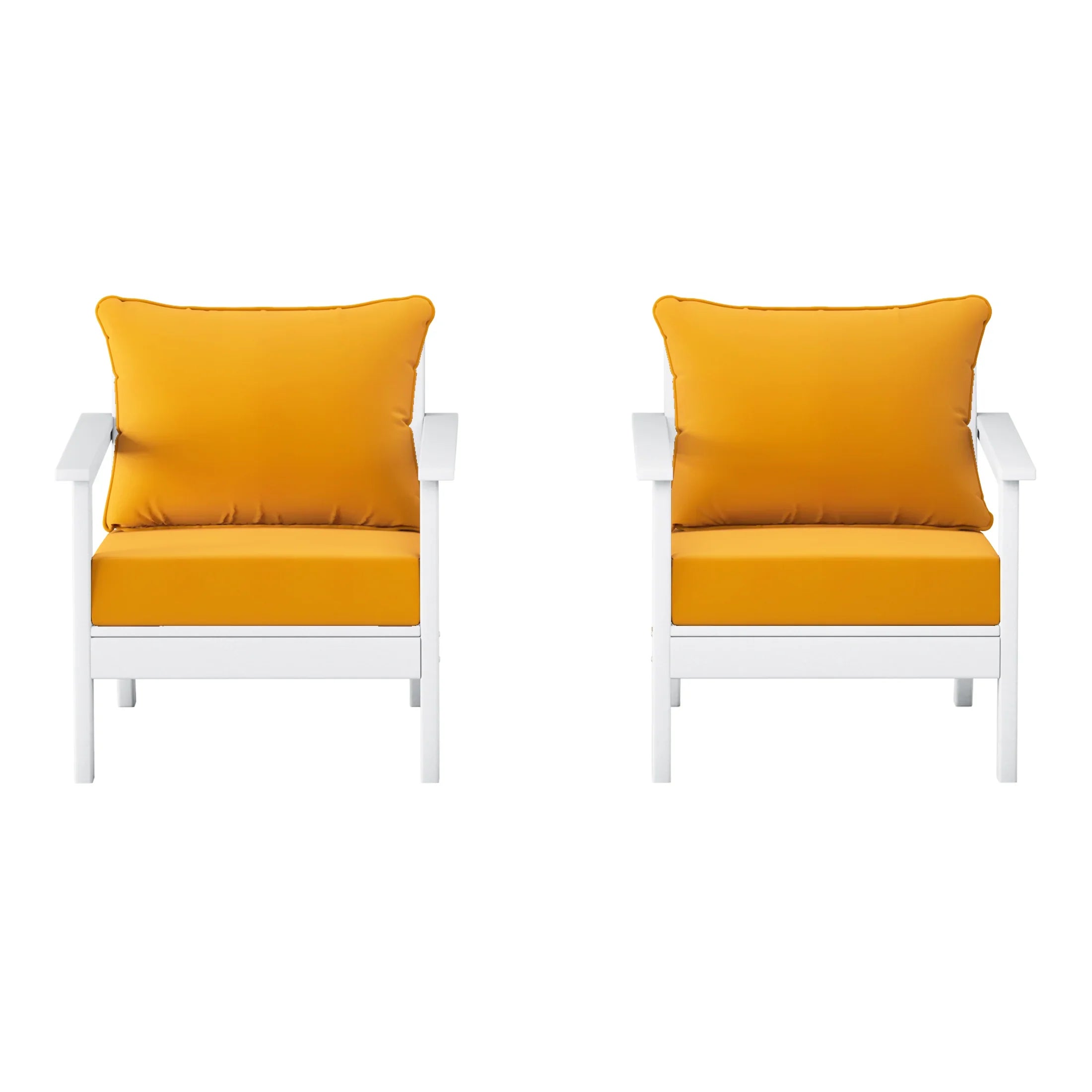 Portsmouth Outdoor Modern HDPE Patio Club Chairs with Deep Seat Cushions (Set of 2)