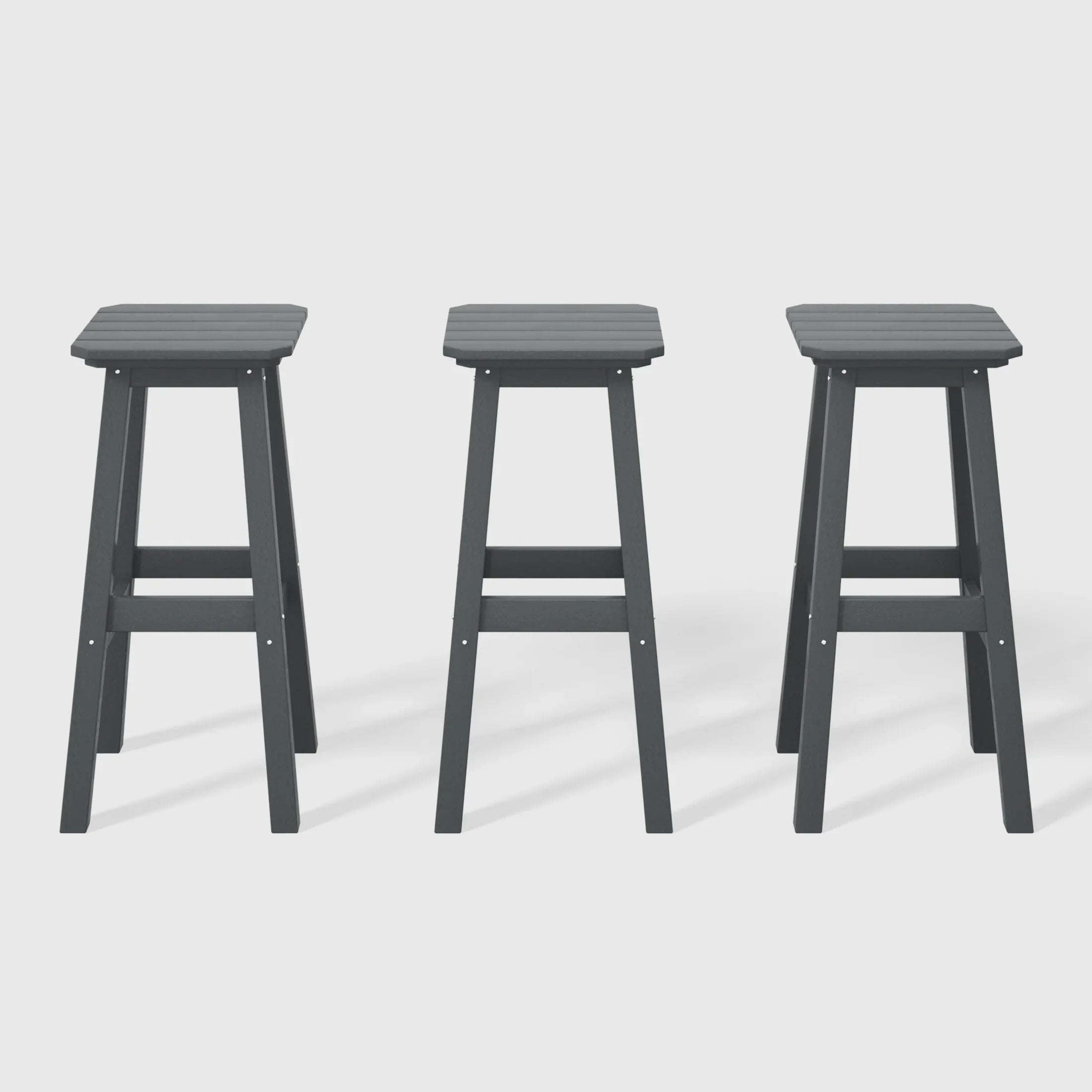 Paradise 29" HDPE Outdoor Patio Square Bar Stools (Set of 3)