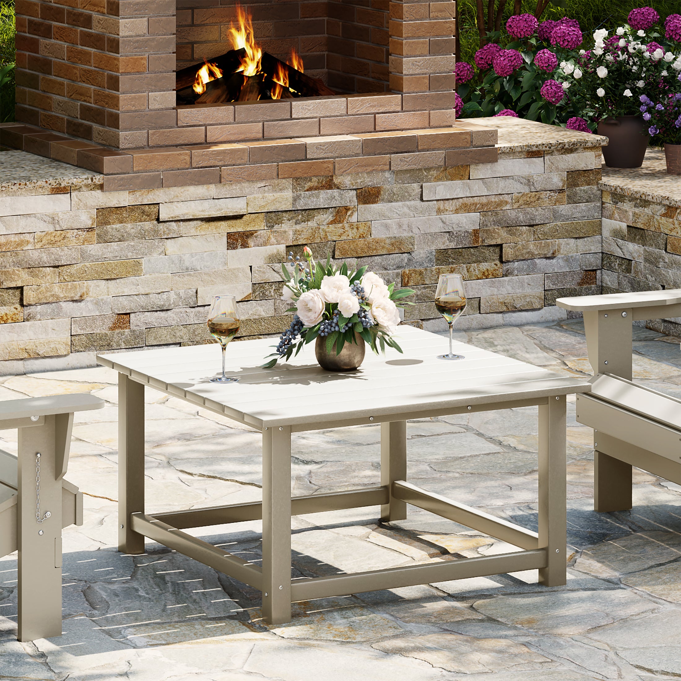 Paradise Low Outdoor HDPE Square Patio Coffee Table