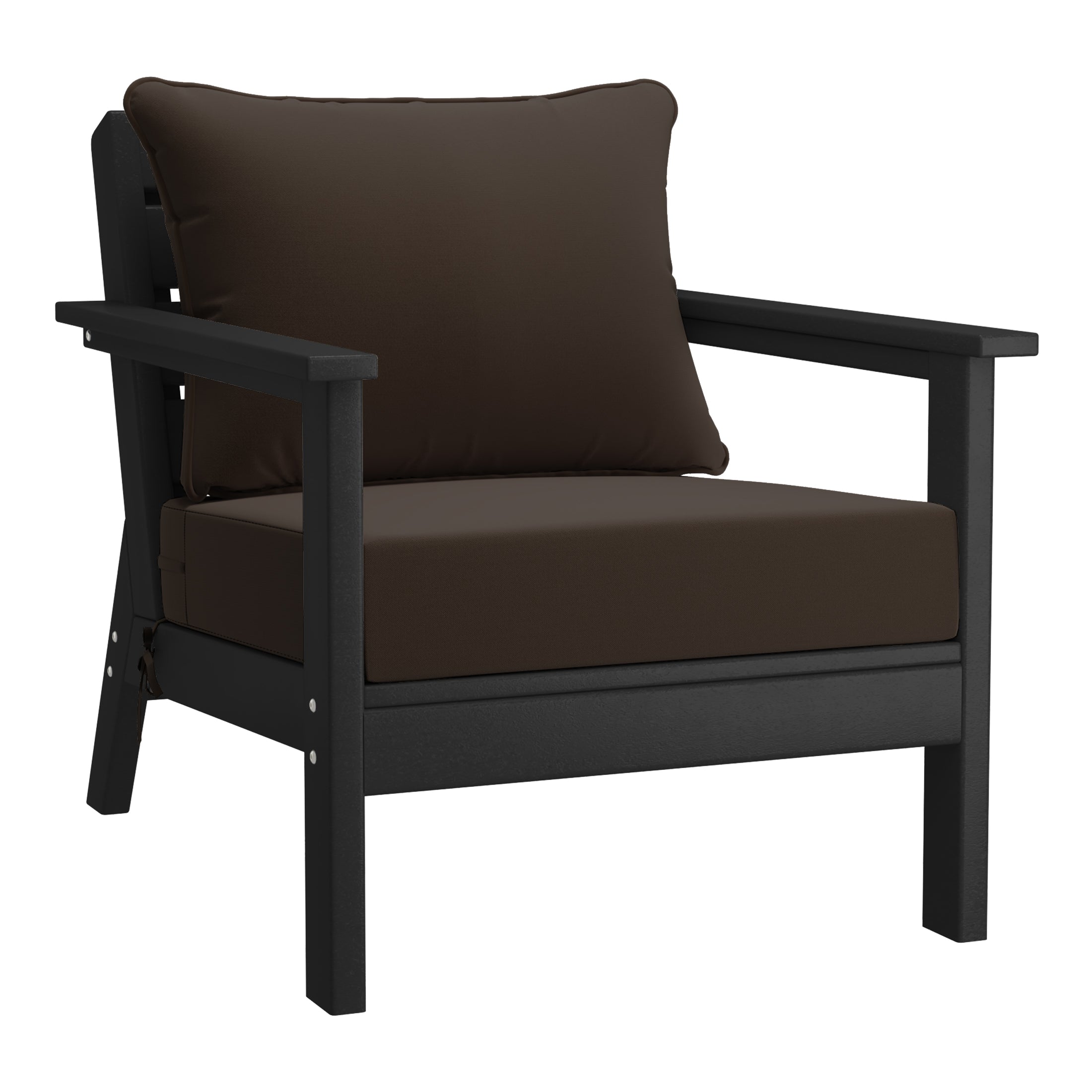 Portsmouth Outdoor Modern HDPE Patio Club Chairs with Deep Seat Cushions (Set of 2)