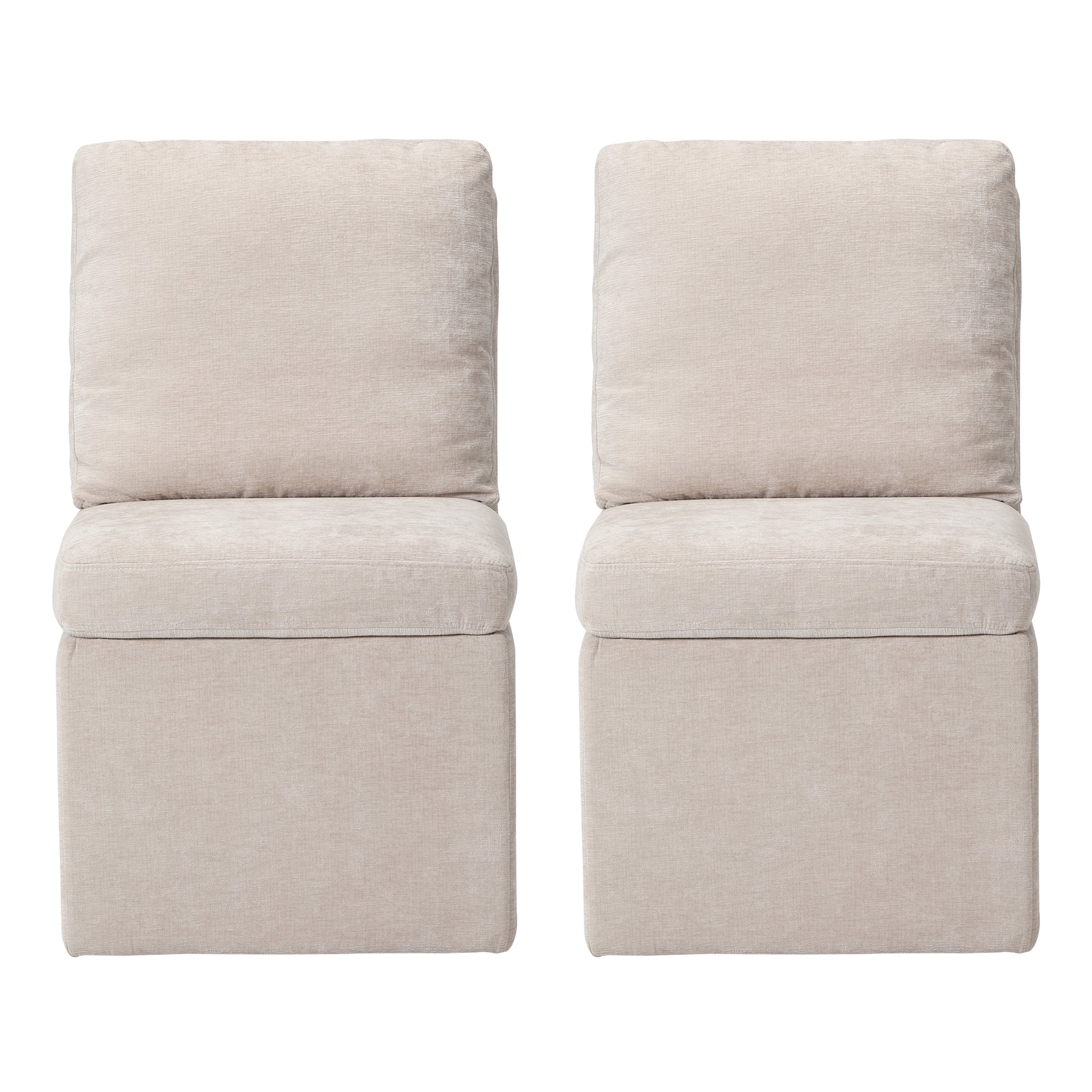 Danburry Modern Upholstered Chenille Armless Dining Chairs With Casters (Set of 2)