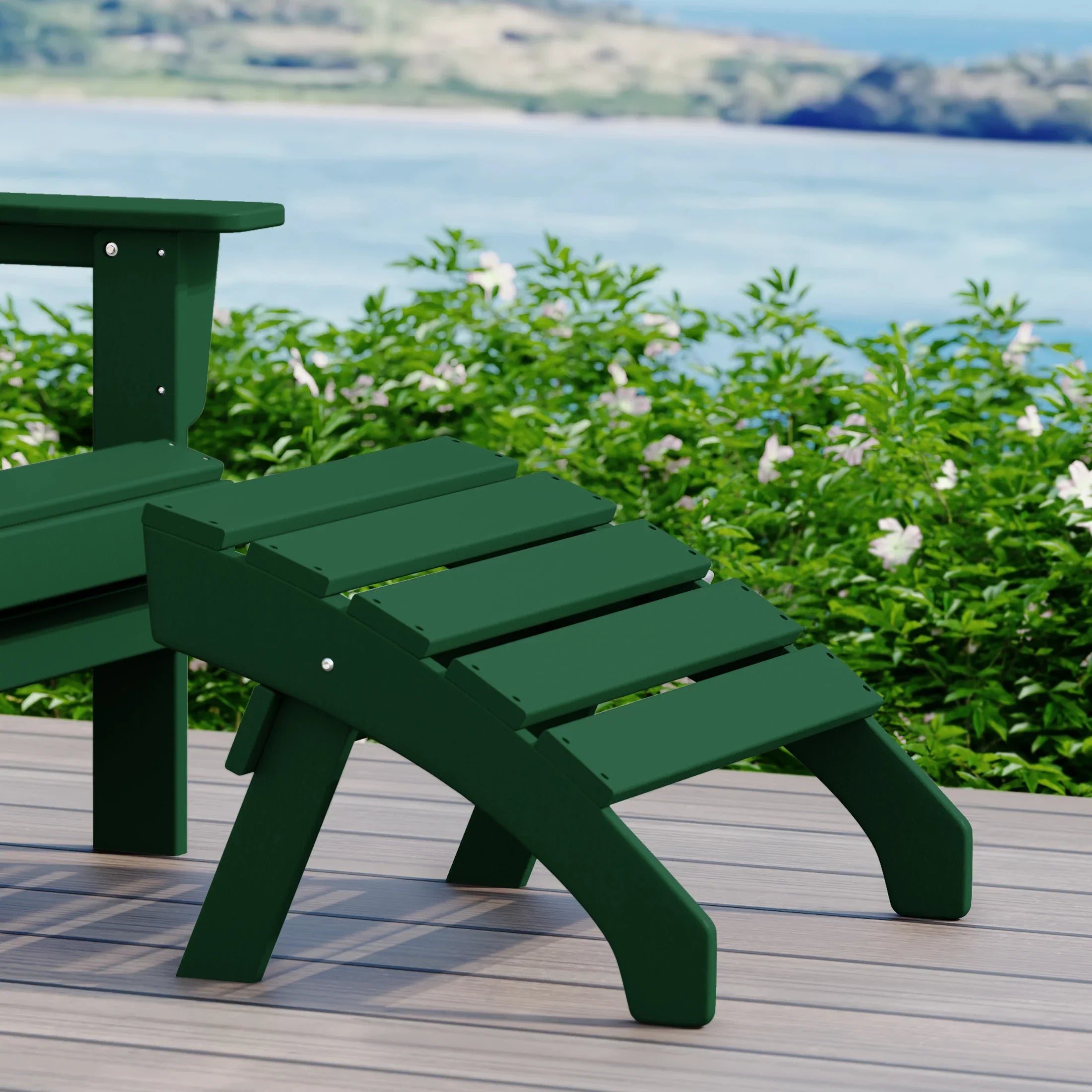 Portside Outdoor Patio HDPE Adirondack Ottoman Footrest