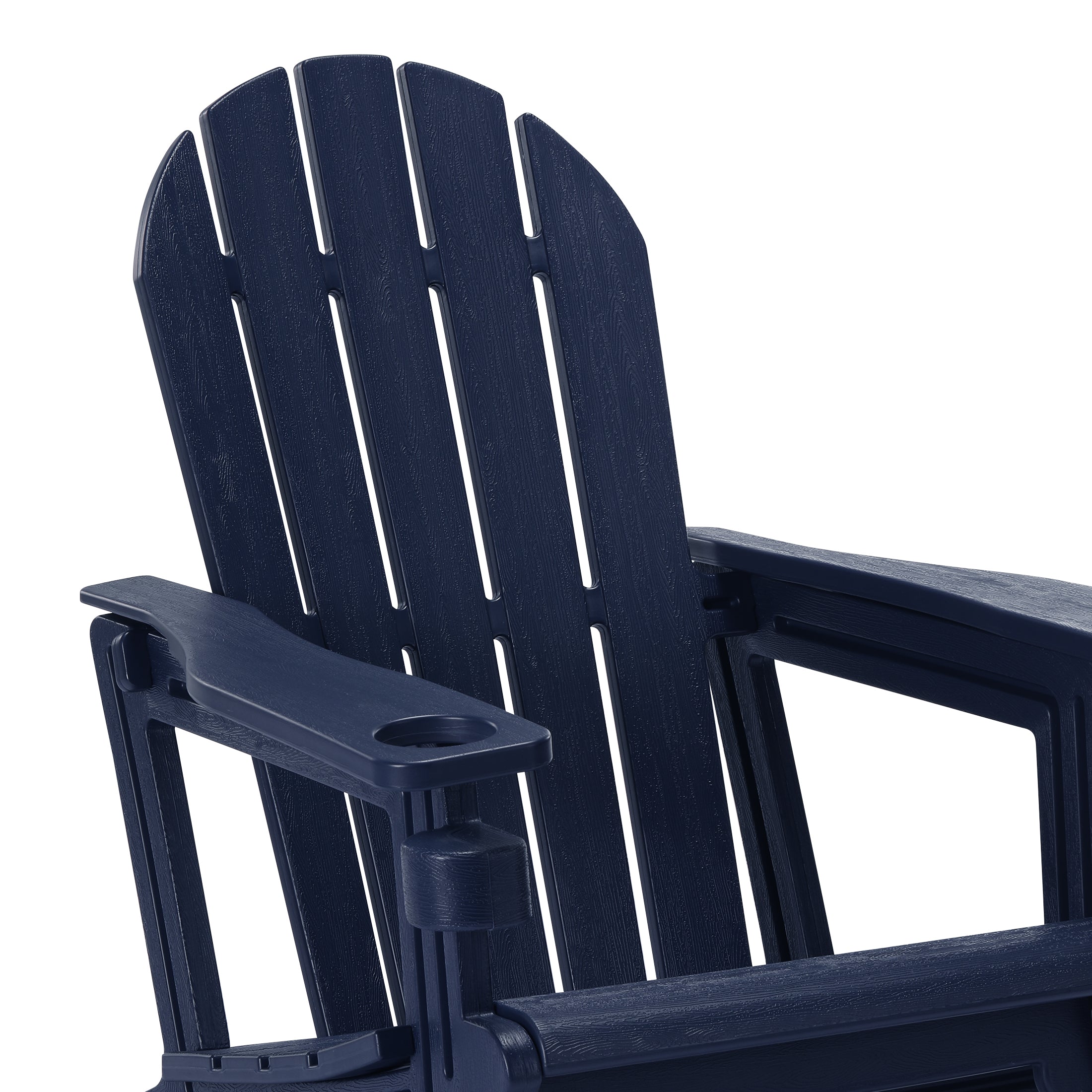Cayman Tool-Free Assembly Outdoor Patio HDPE Plastic Adirondack Chair with Cup Holder