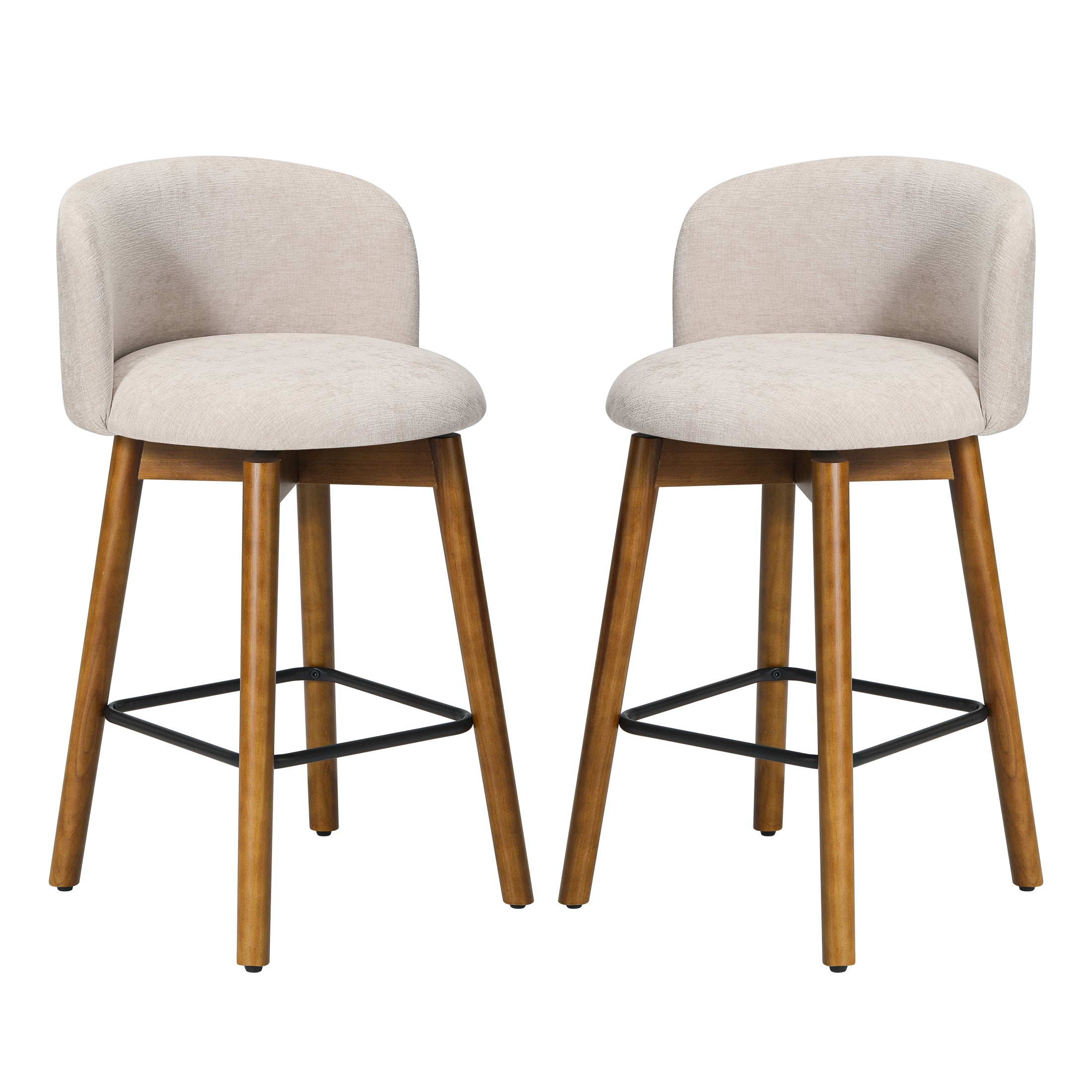 Danburry Modern Chenille Upholstered 26" Counter Height Swivel Bar Stools (Set of 2)