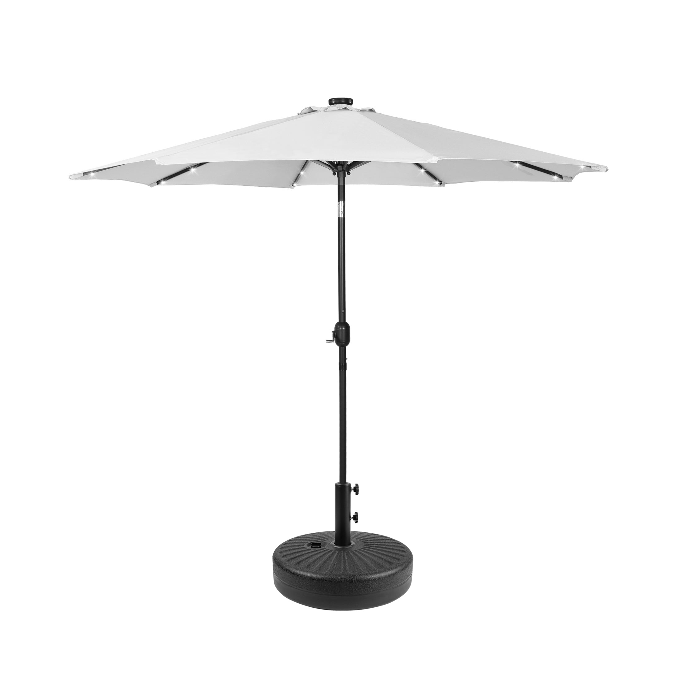 Westlake 9 ft. Patio Solar Power LED lights Market Umbrella with Black color round free standing weight base kit
