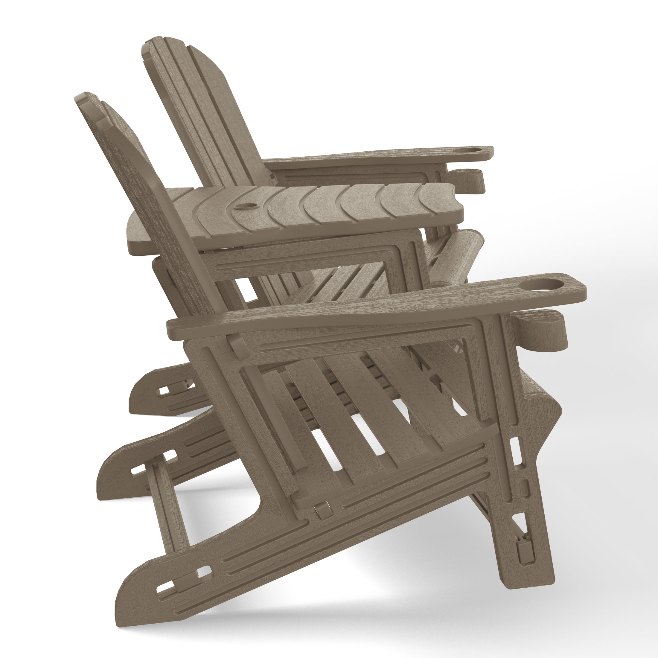 Cayman Outdoor HDPE Adirondack Chairs With Connecting Table Tray (Set of 2)