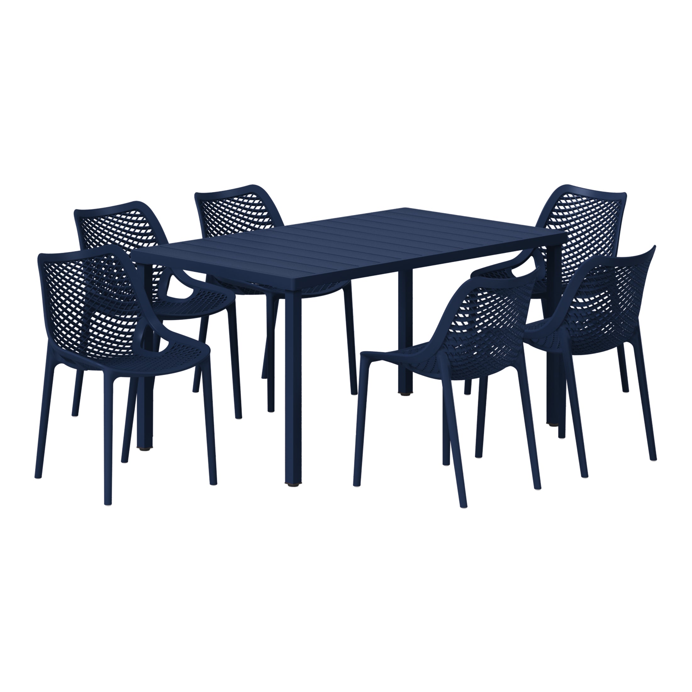 Sunshine 7-Piece Outdoor Metal Patio Dining Table Set With Stackable Patio Chairs