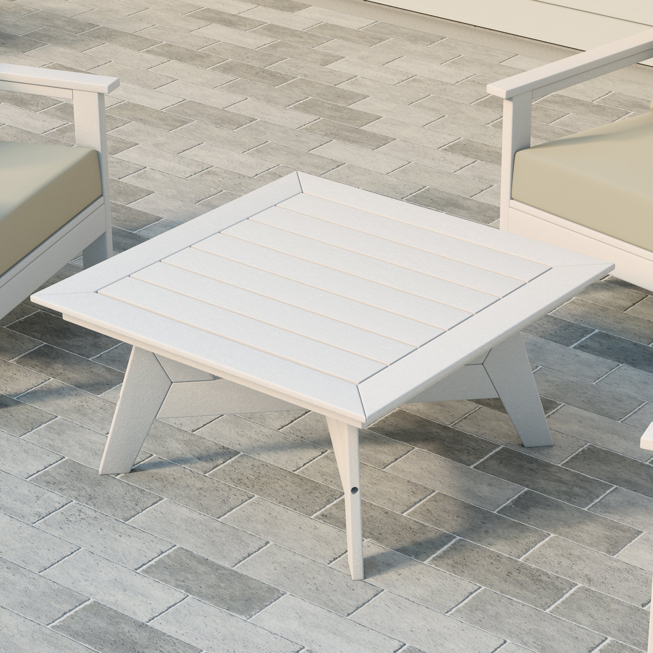 Portsmouth Modern Low Outdoor Patio Square HDPE Coffee Table