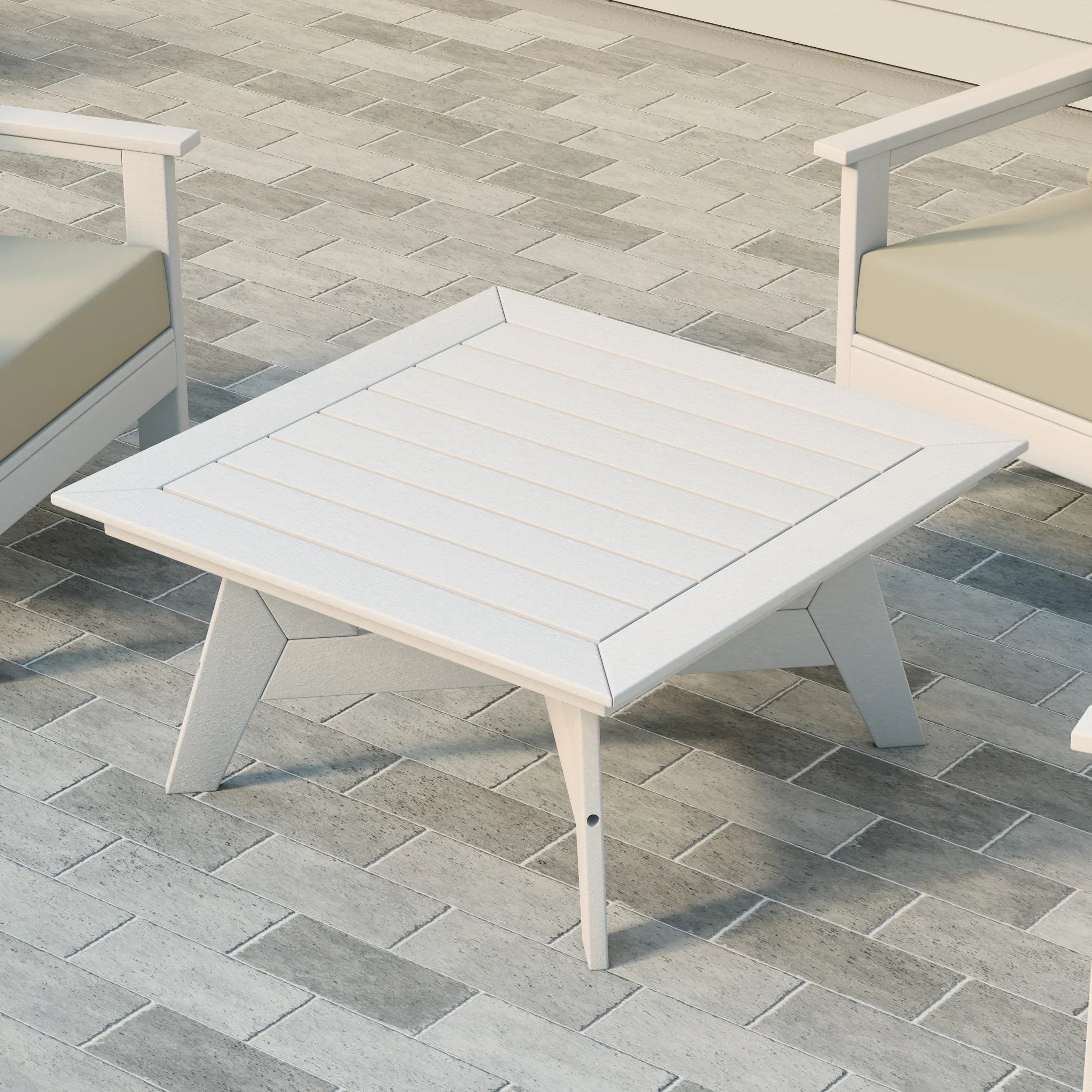 Portsmouth Modern Low Outdoor Patio Square HDPE Coffee Table