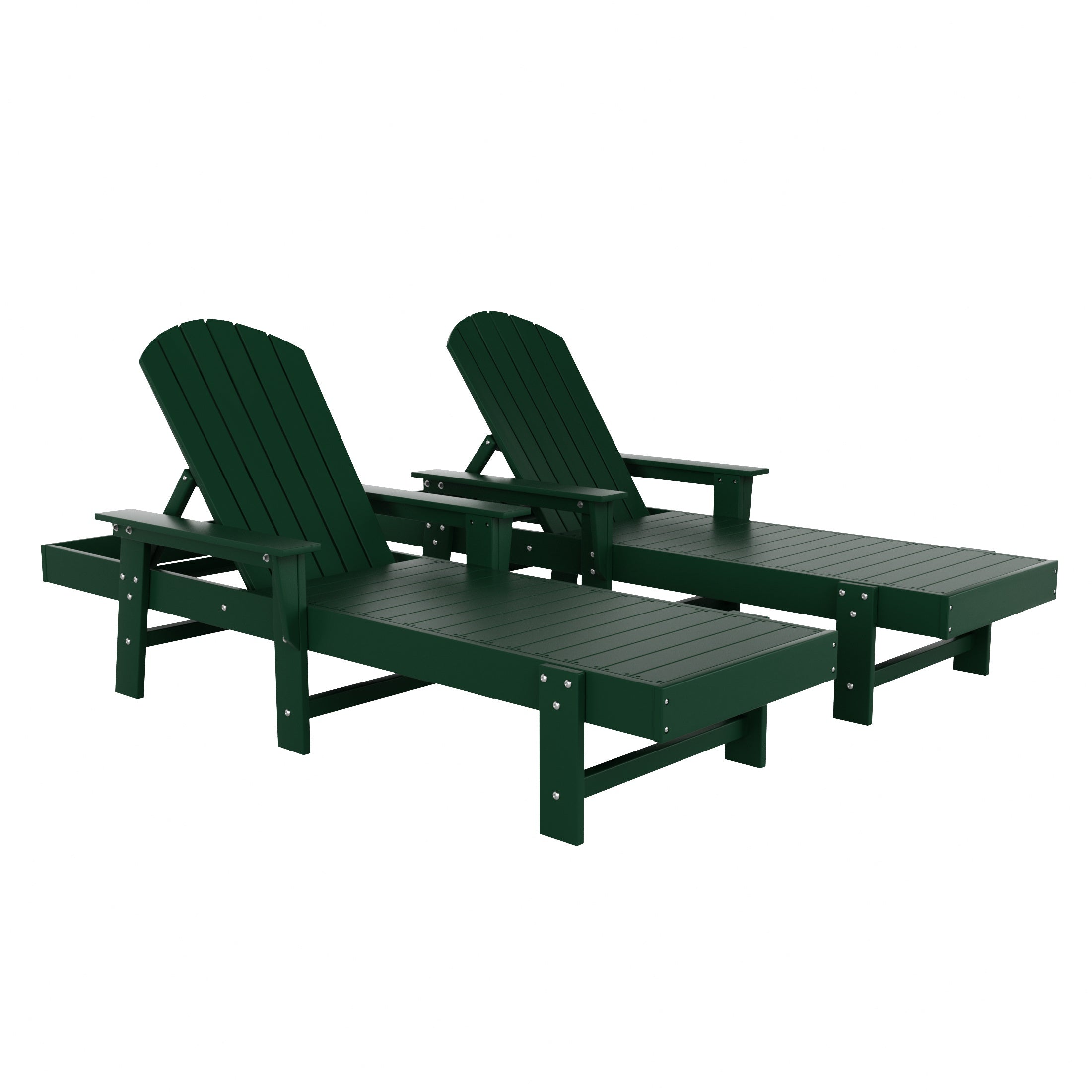 Portside 2 Piece Adirondack Poly Reclining Chaise Lounge With Arms