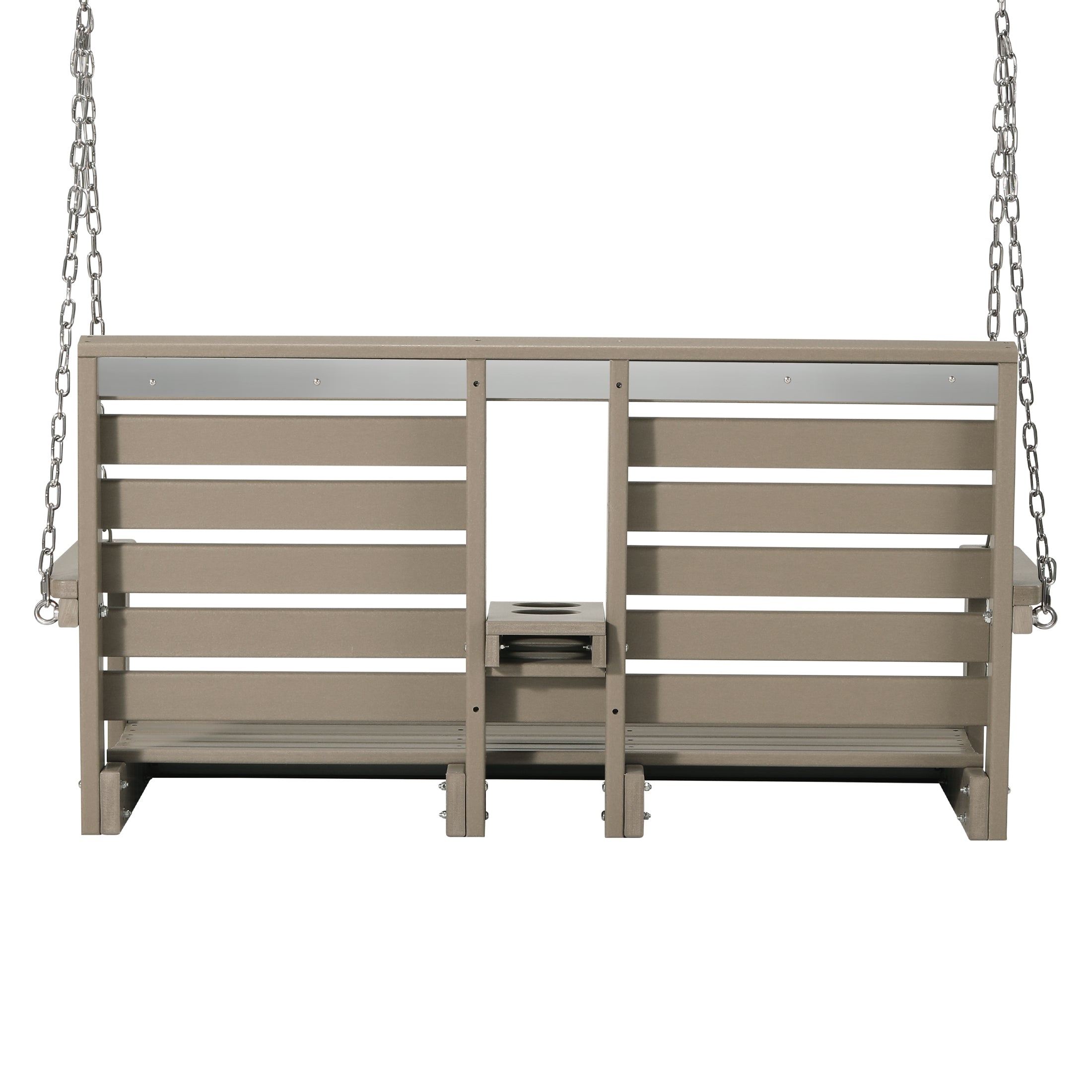 Charleston Outdoor HDPE 54" Front Hanging Porch Swing Bench With Cupholders