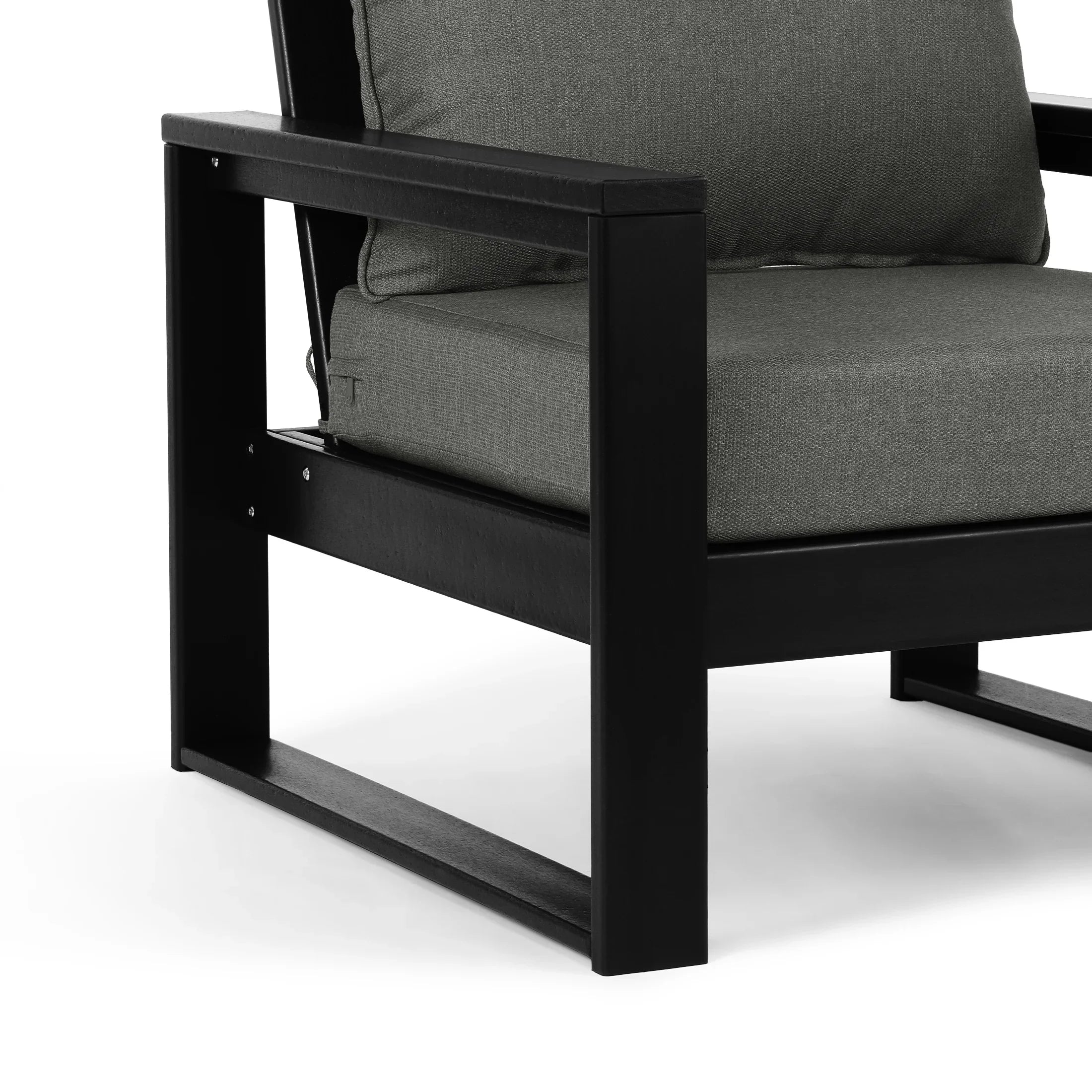 Rockaway Outdoor Modern HDPE Patio Club Chair with Waterproof Deep Seat Cushions (Set of 2)