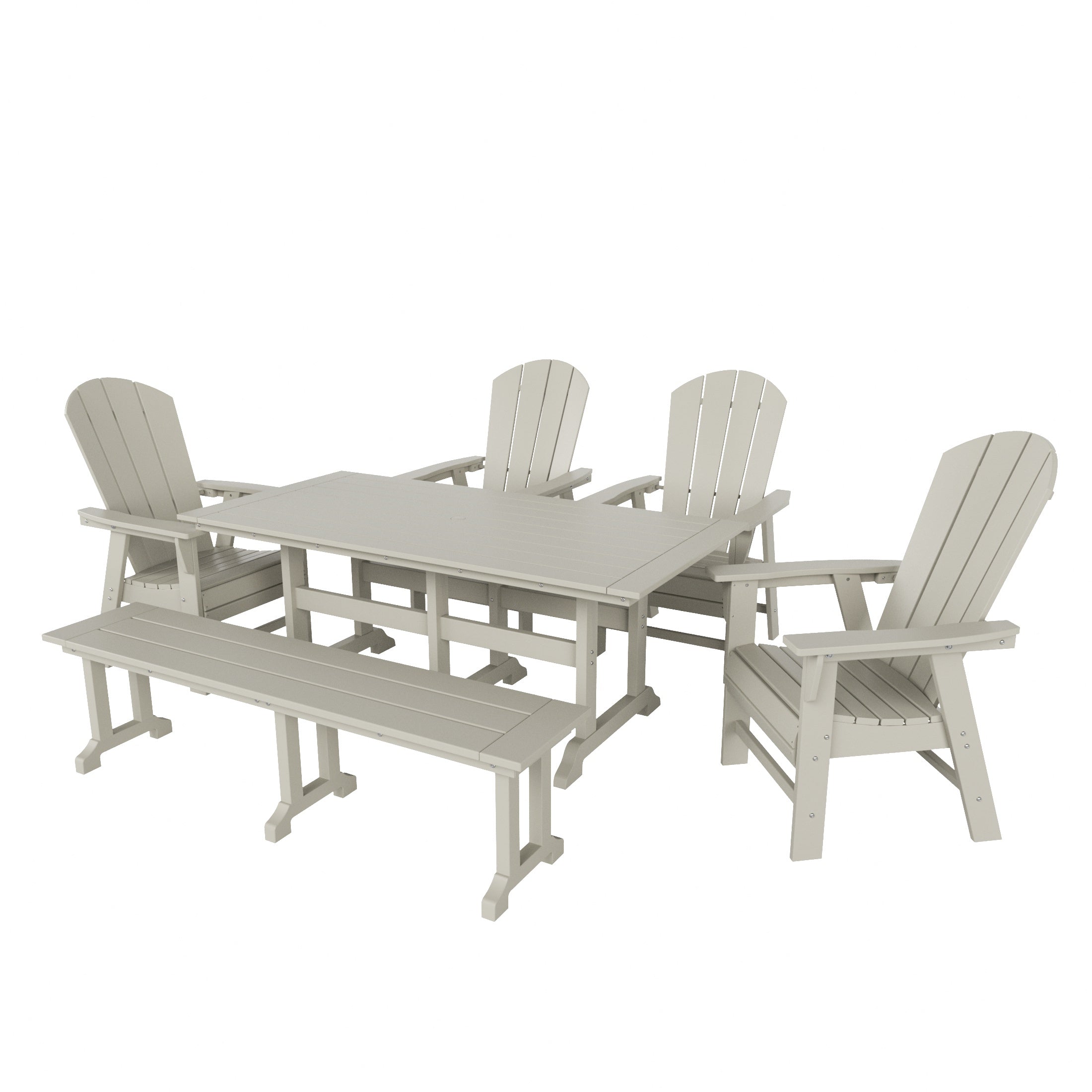 Paradise 6 Piece Outdoor Patio Dining Table and Armchair Dining Bench Set