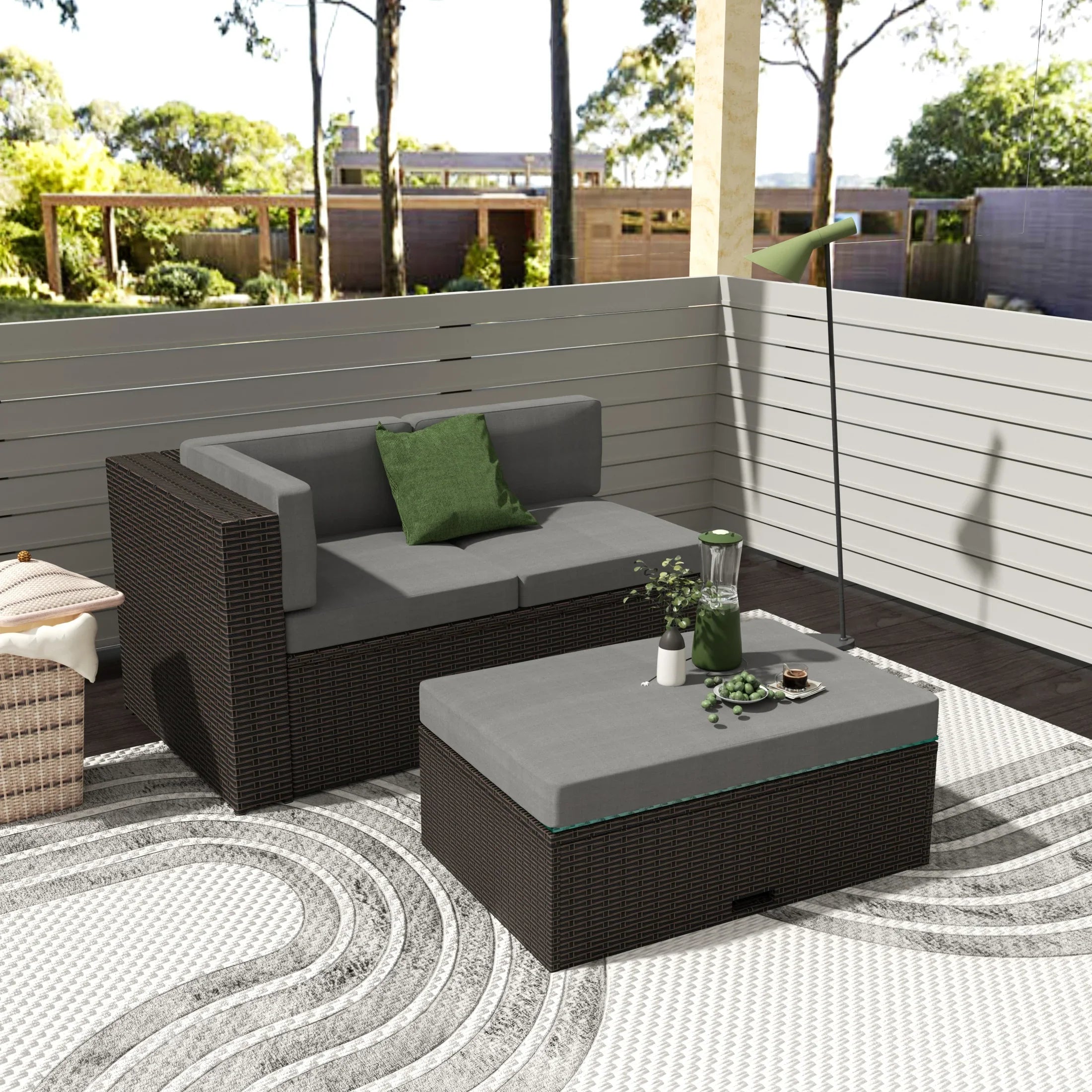 Stonewood 2-Piece Outdoor Rattan Wicker Patio Set with Cushions