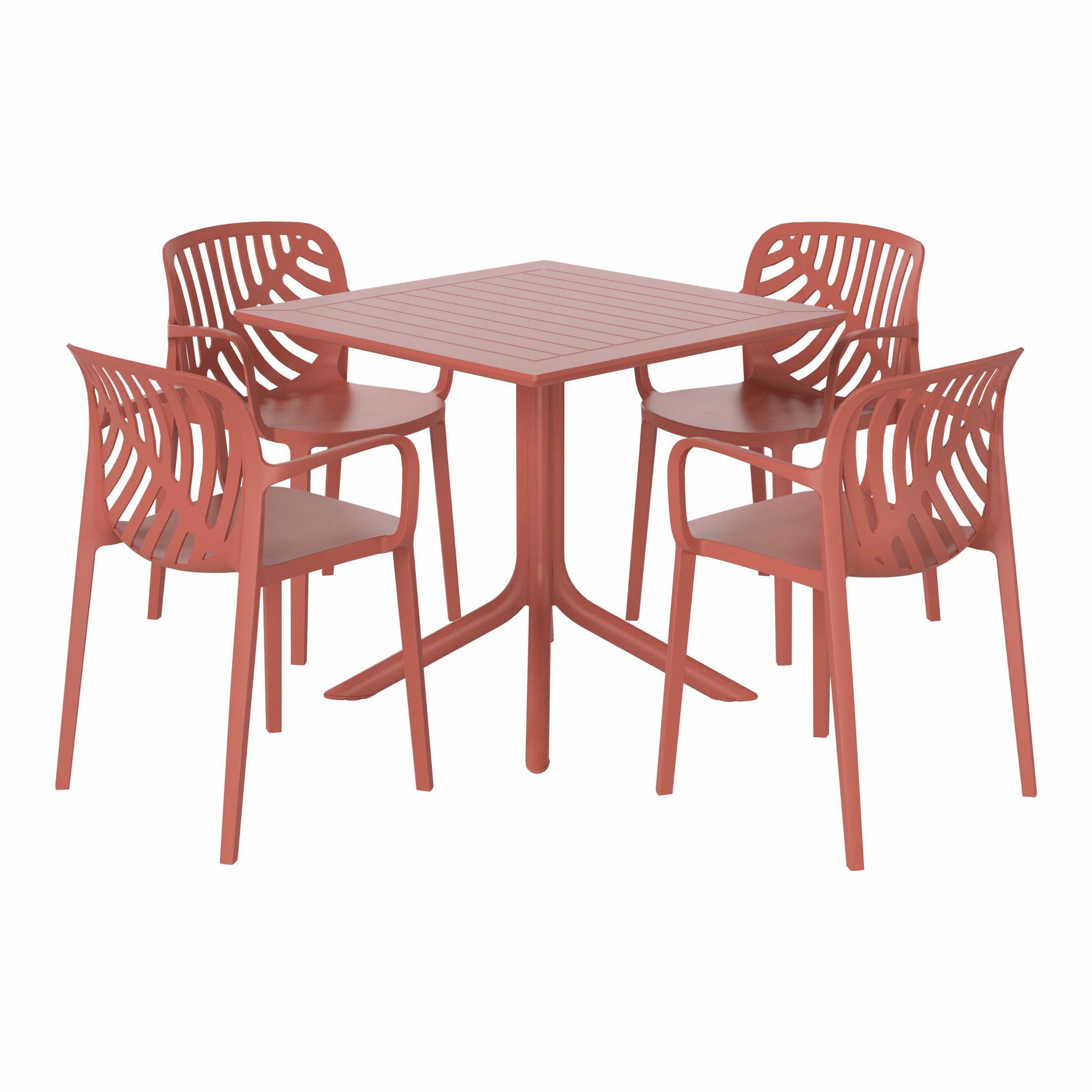 Sunshine 5-Piece Outdoor Square Patio Dining Table Set with Stackable Patio Dining Chairs
