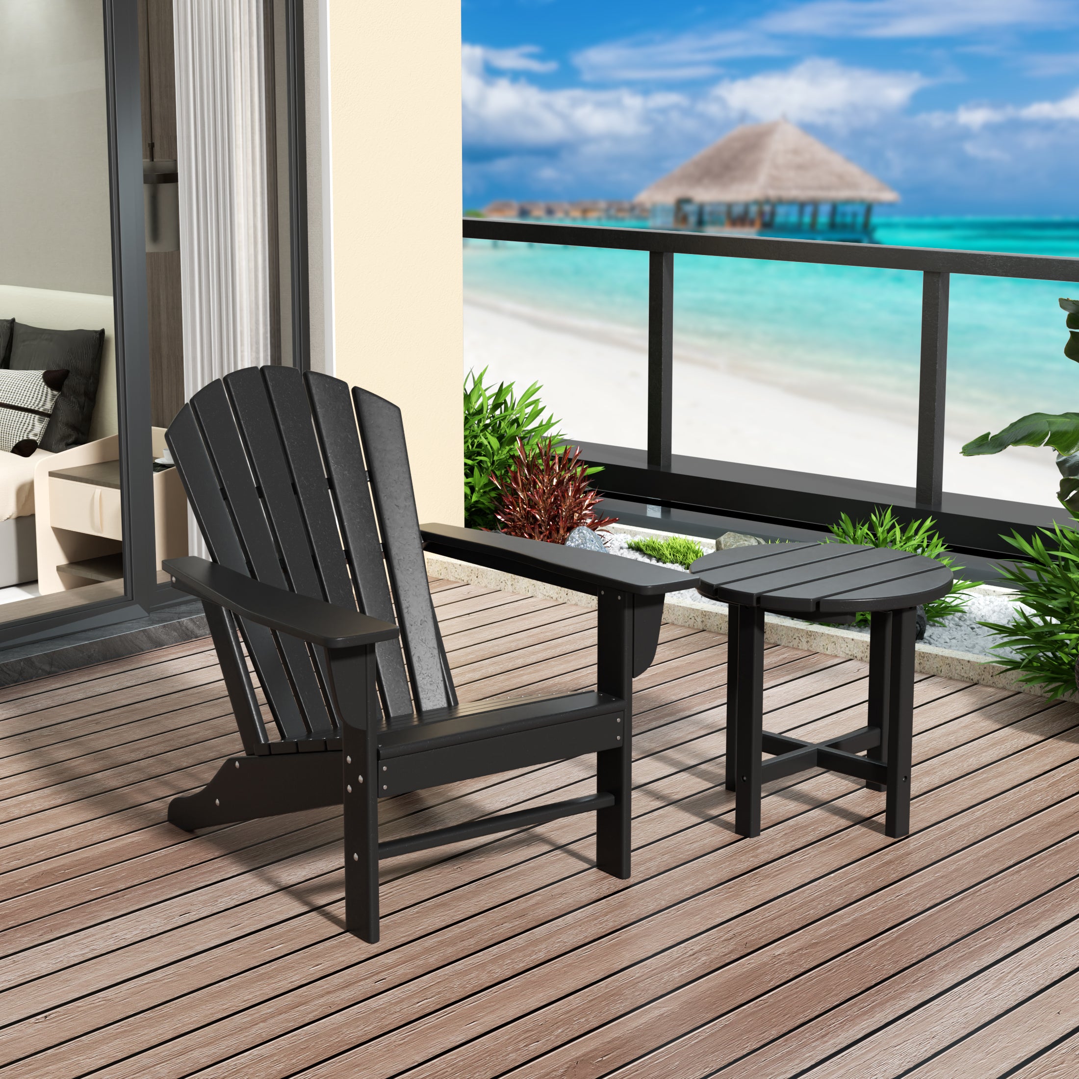 Portside Outdoor Adirondack Chair with Side Table Set