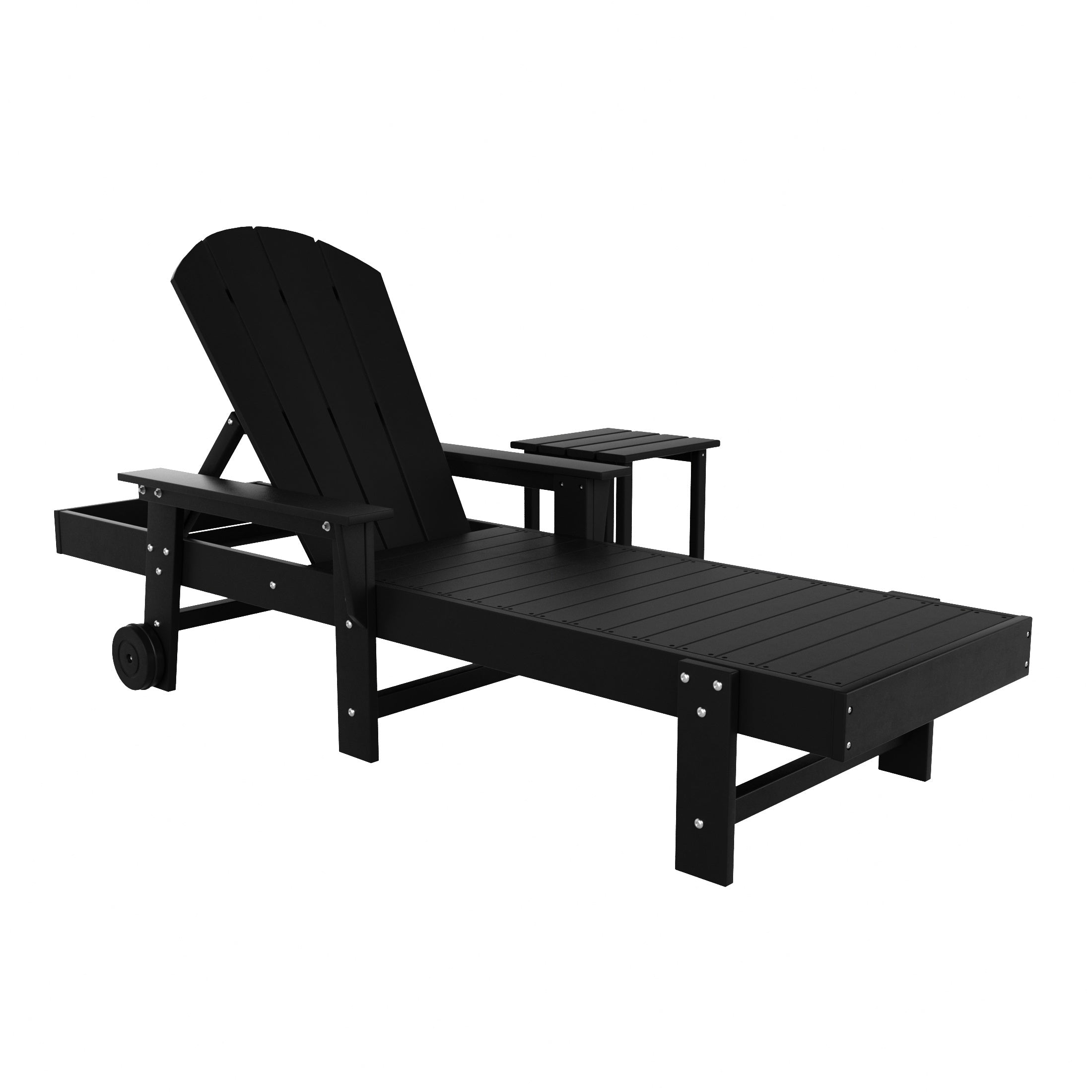 Paradise 2 Piece Adirondack Poly Reclining Chaise Lounge With Arms & Wheels