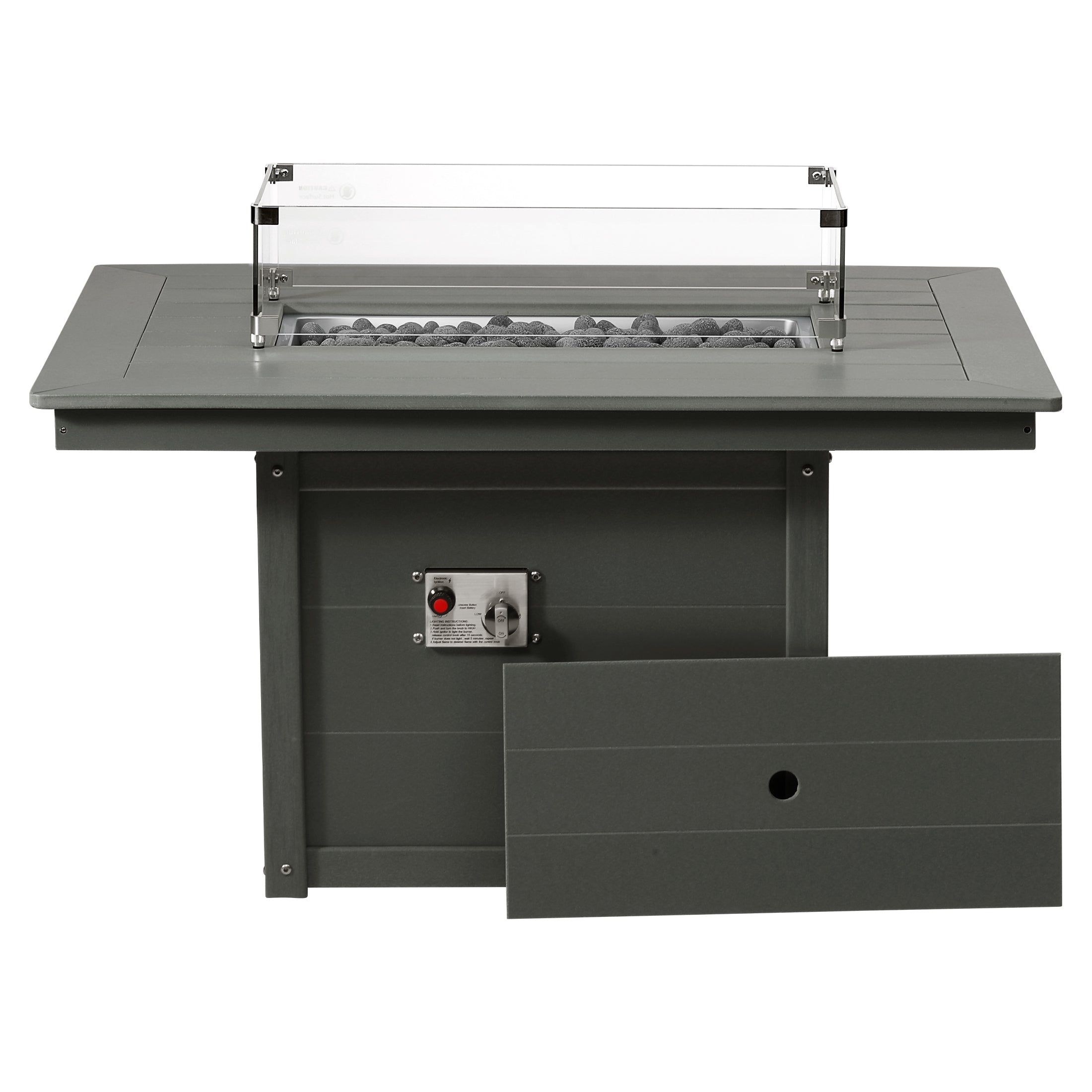 Sol 46" Modern Outdoor 55,000 BTU Patio Gas Propane Rectangle Deck Fire Pit Table