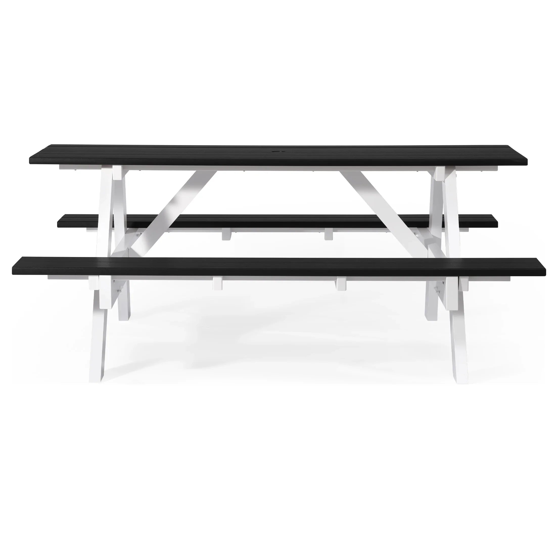 Macon Outdoor 70" HDPE Plastic Picnic Table Bench With Umbrella Hole