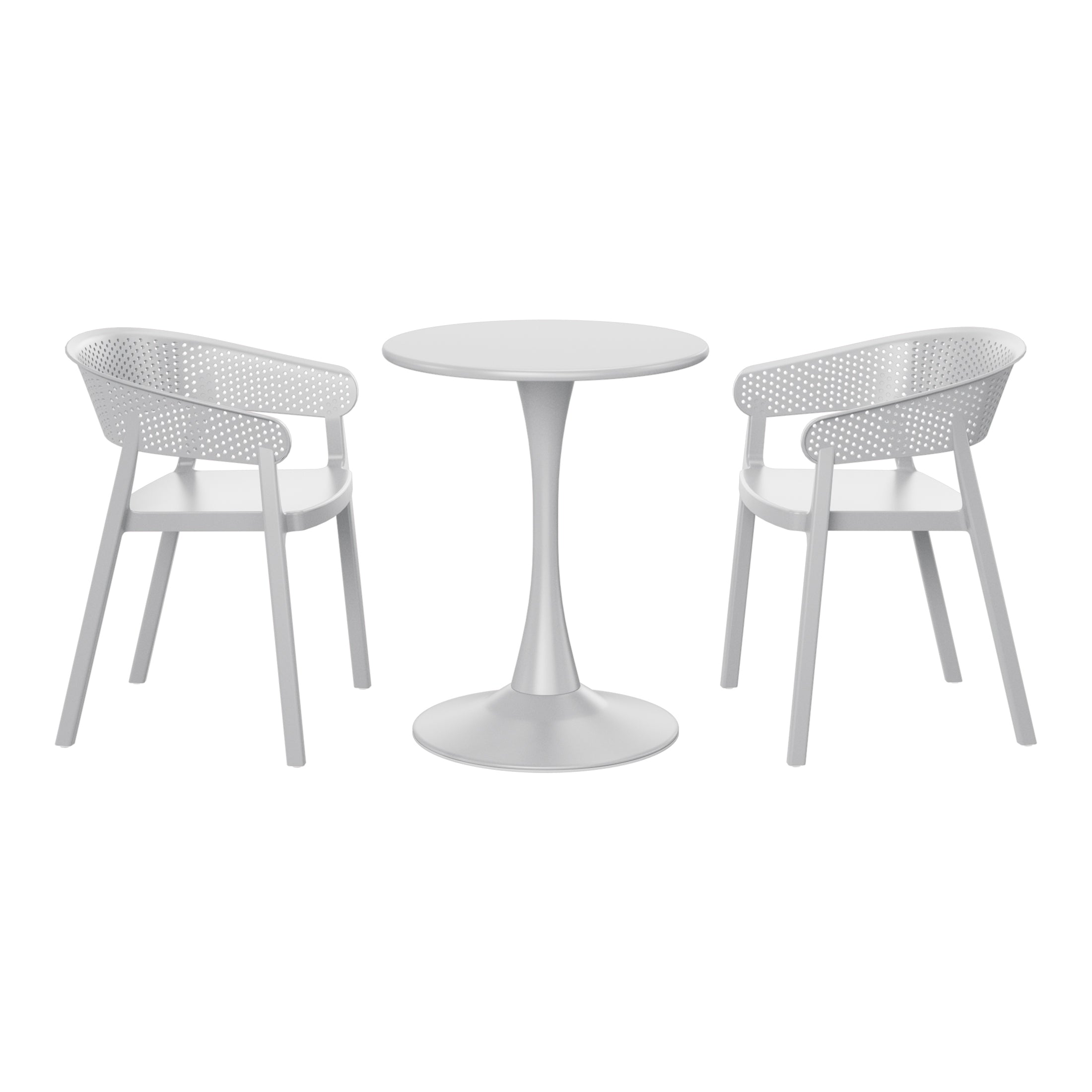 Sunshine 3-Piece Indoor Outdoor Metal Patio Dining Table Set With Stackable Patio Chairs