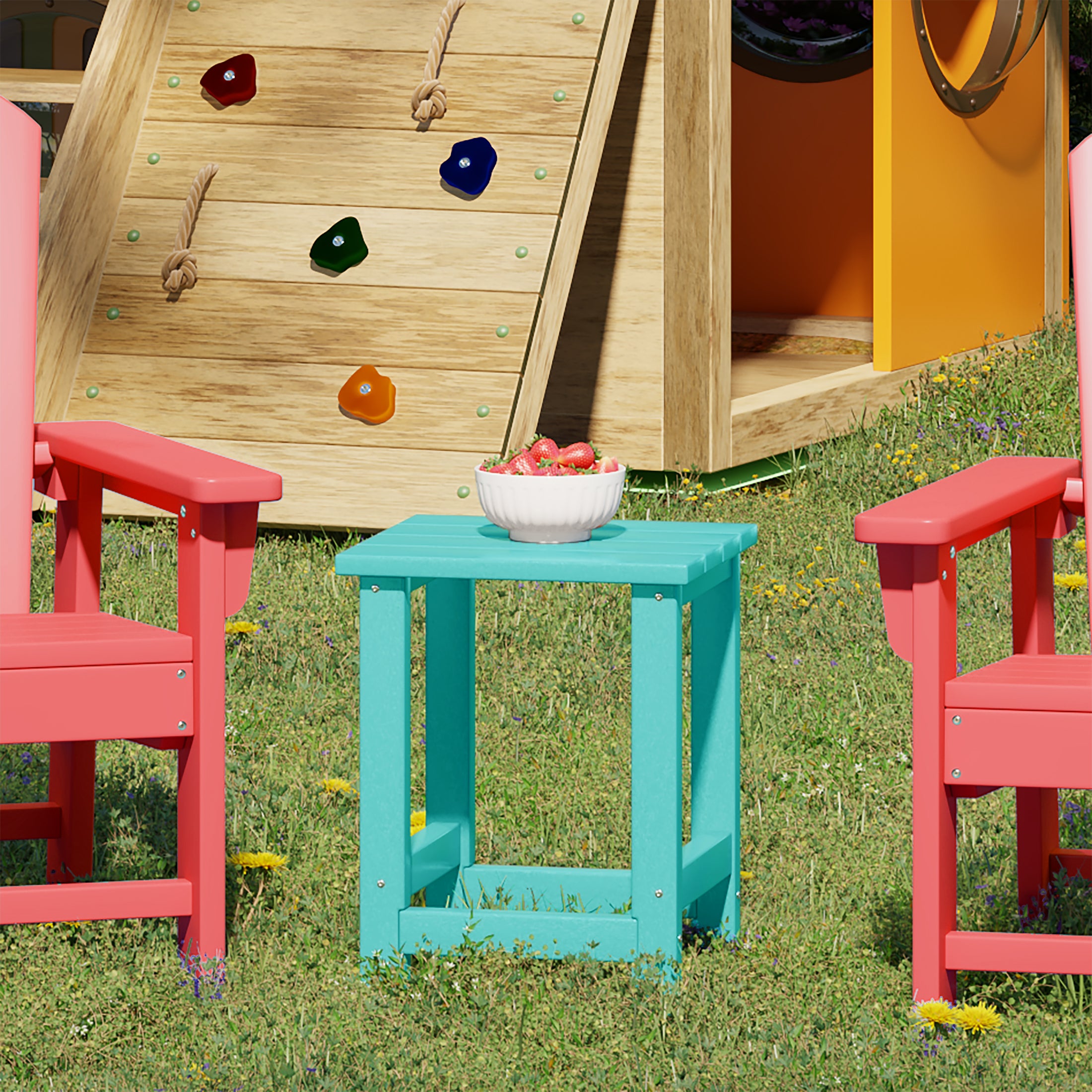 Paradise Kids Outdoor Patio Furniture HDPE Adirondack Square Side Table