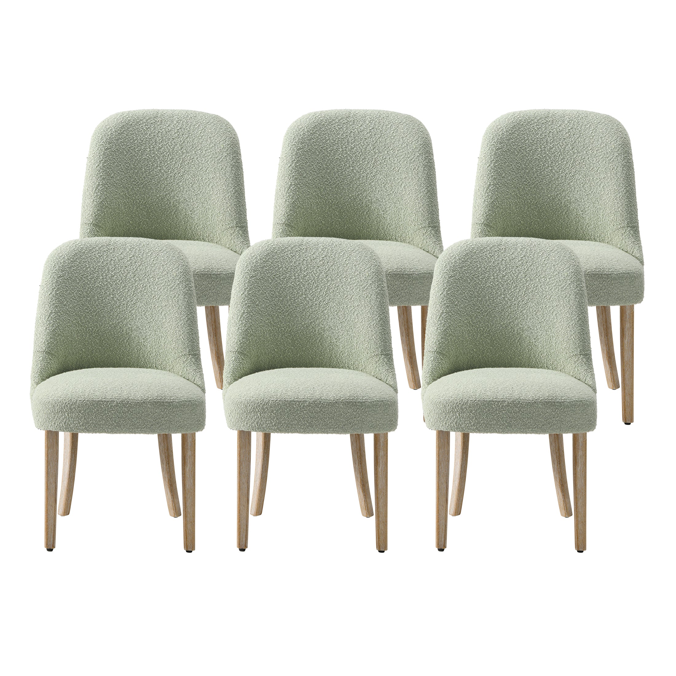 Amélie Mid-Century Modern Upholstered Boucle Dining Chair (Set of 6)